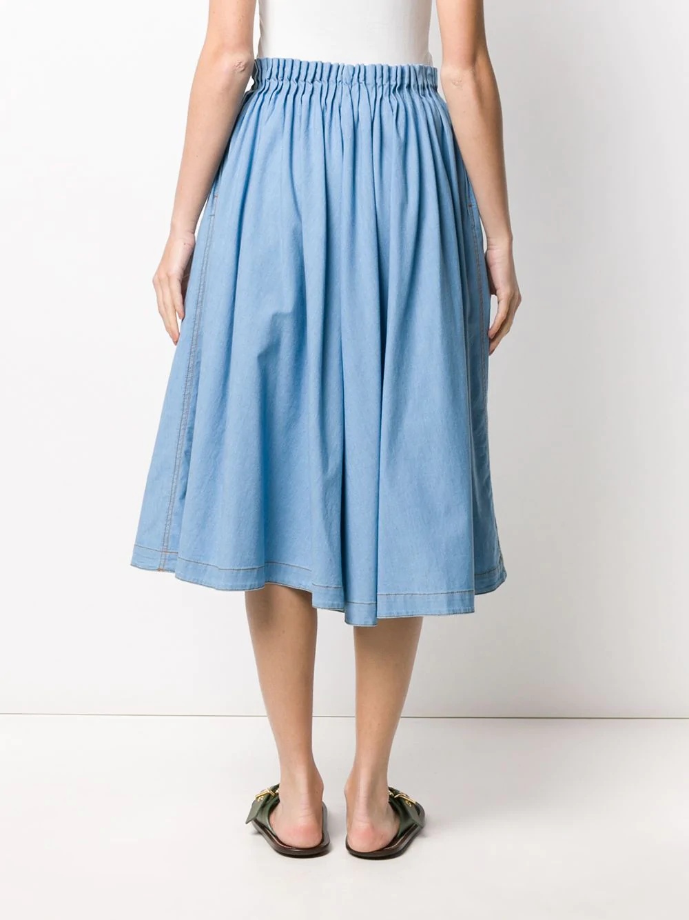 high-waisted pleated midi skirt - 4