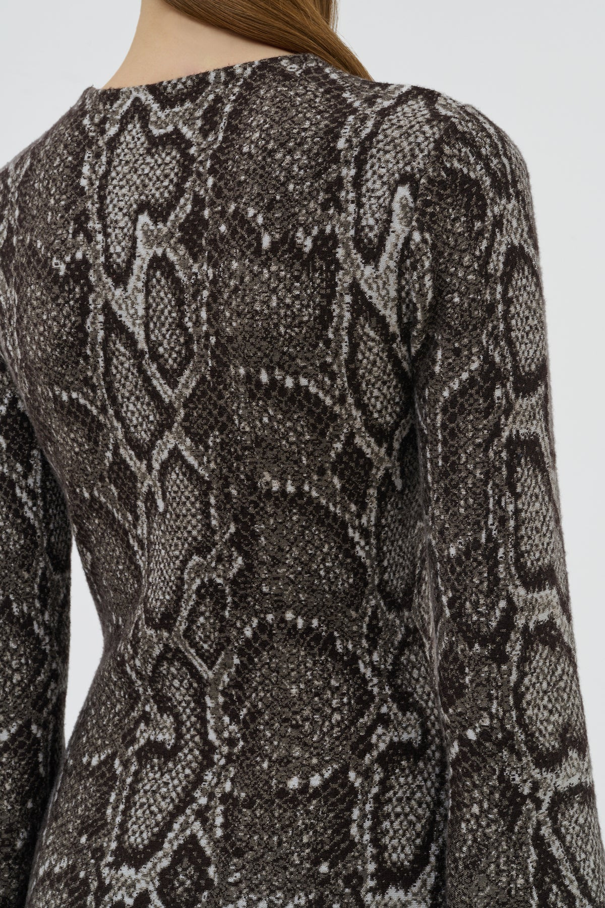 Aalia Knit Maxi Dress in Greyscale Cashmere Silk - 8