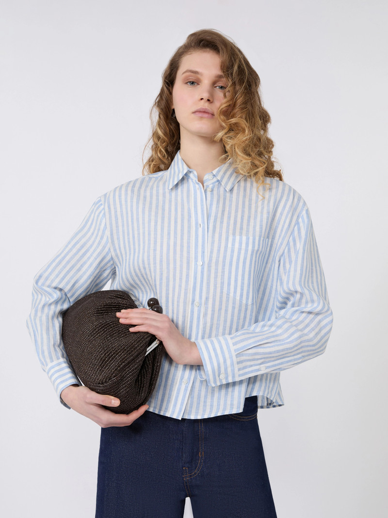 ALBATRO Linen canvas boxy shirt - LIGHT BLUE 5