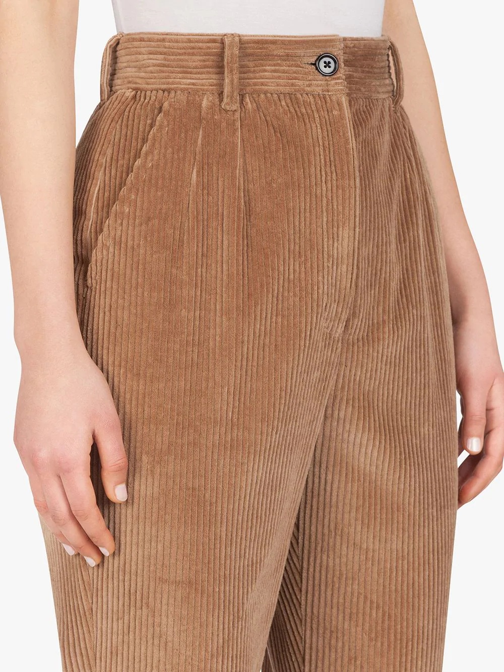 corduroy high-waisted tapered trousers - 5