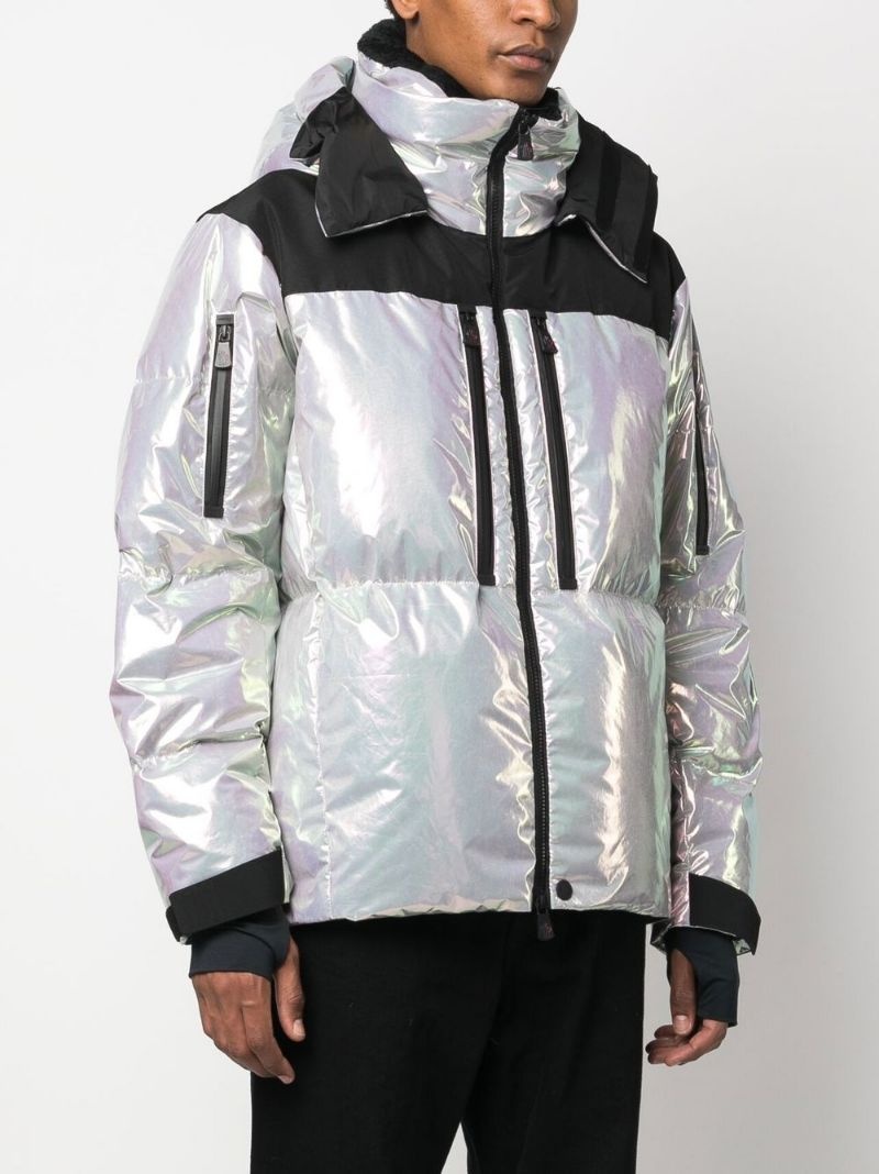 metallic padded-design jacket - 3