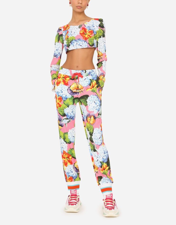 Hydrangea-print cady jogging pants - 6