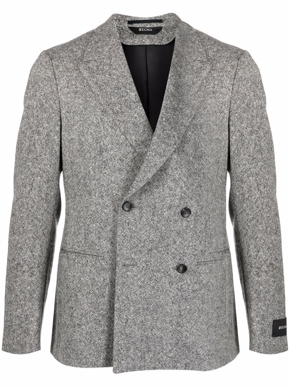 double-breasted wool blazer - 1