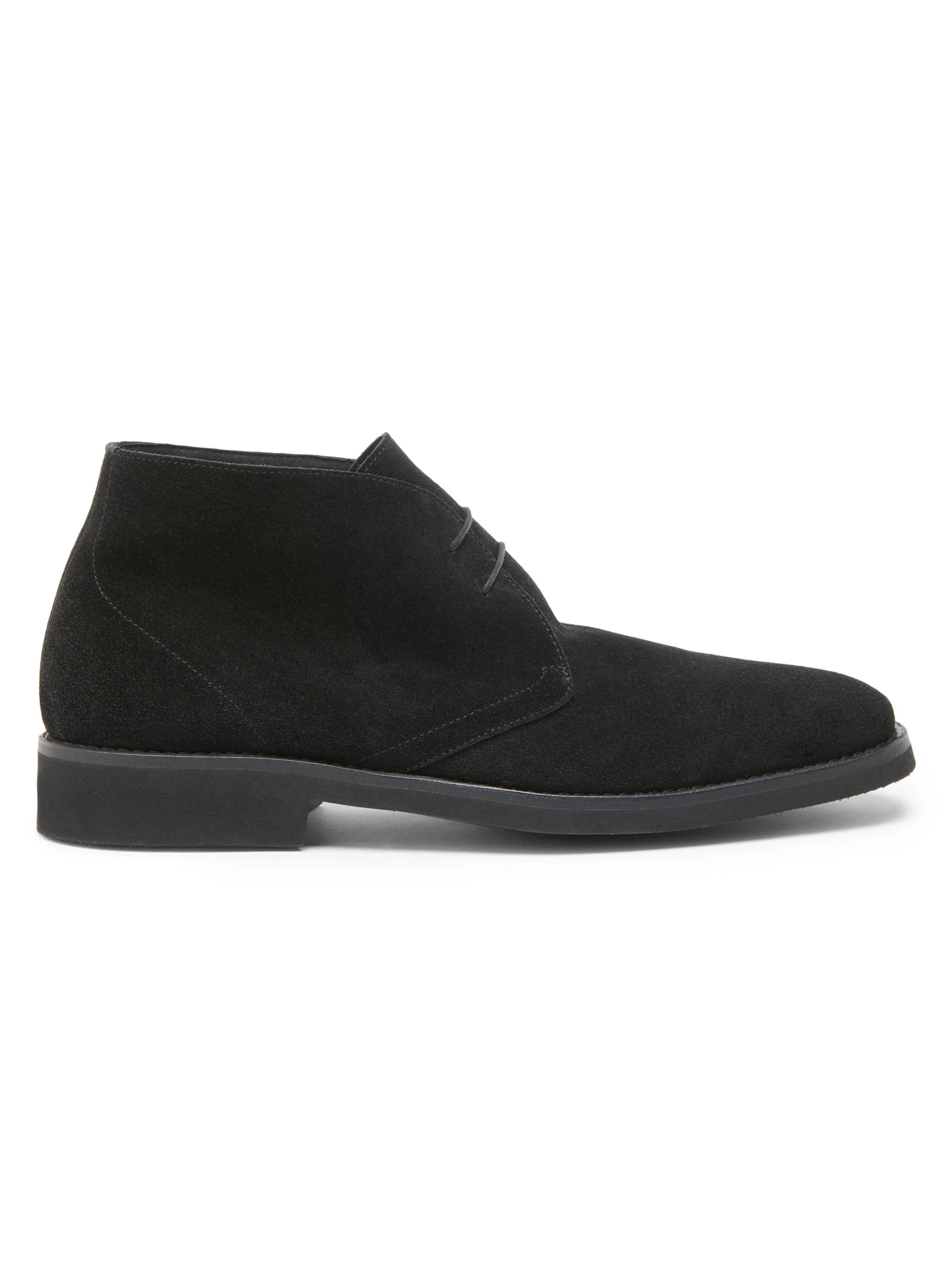 Men's Suede Light Sole Desert Boots - Black - 1