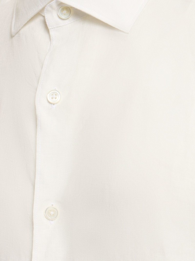 Solid pure linen long sleeve shirt - 4