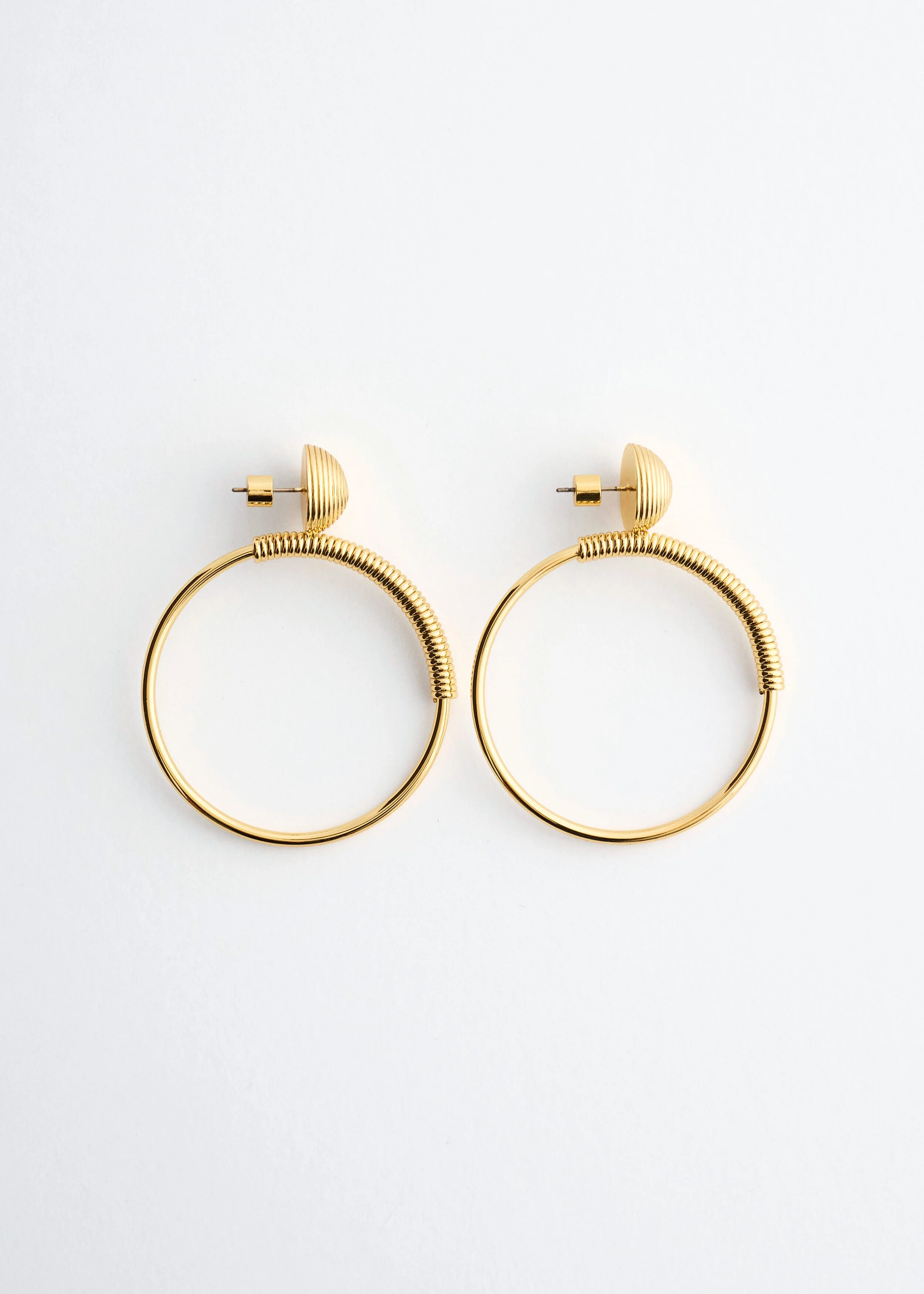 Polished Brass Coil-Detail Hoops - 1