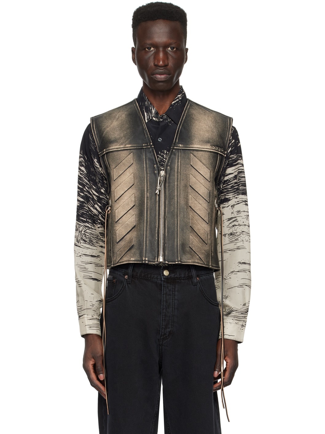 SSENSE Exclusive Black Harper Leather Vest - 1