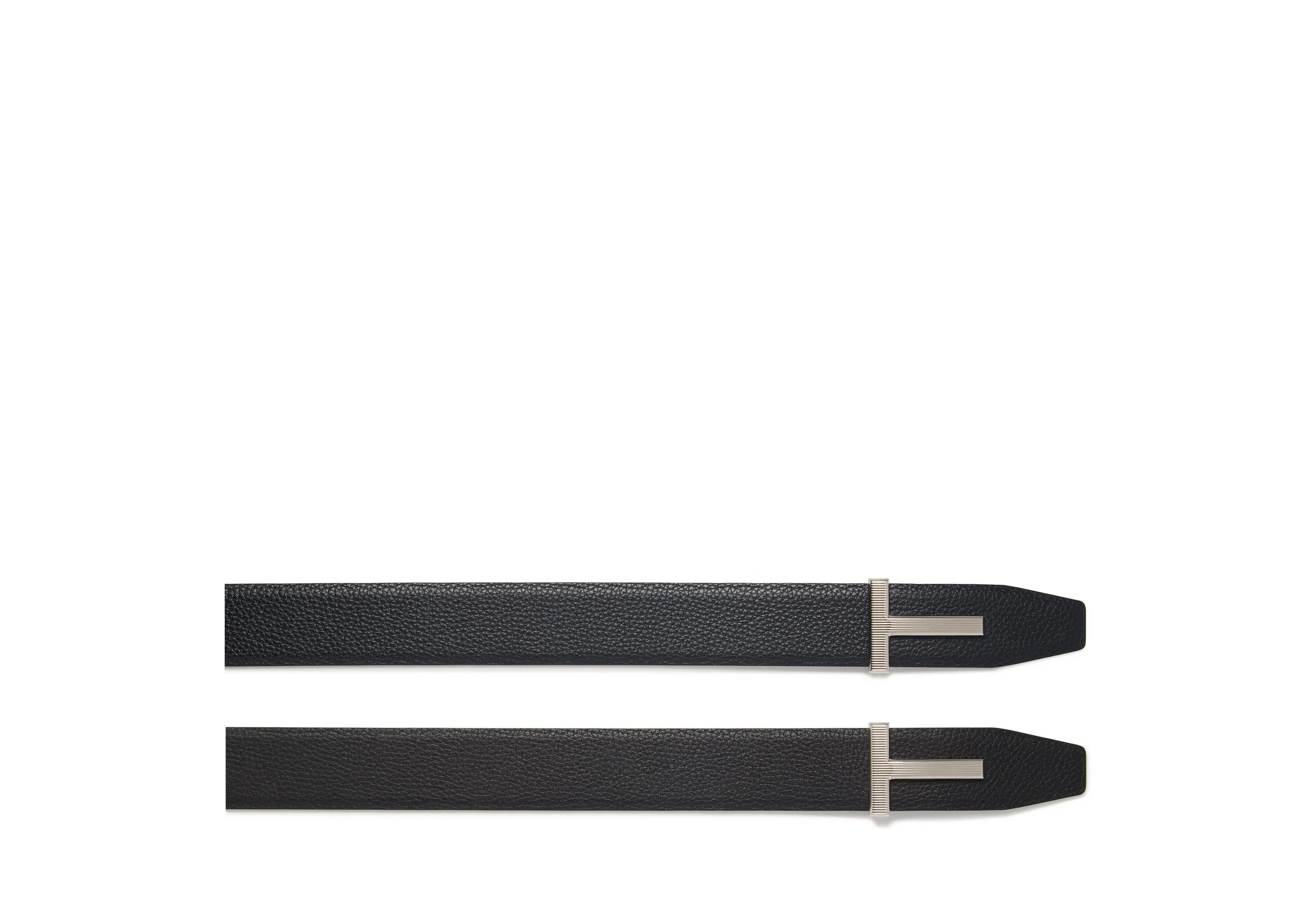 GRAIN LEATHER RIDGE BUCKLE T BELT - 1