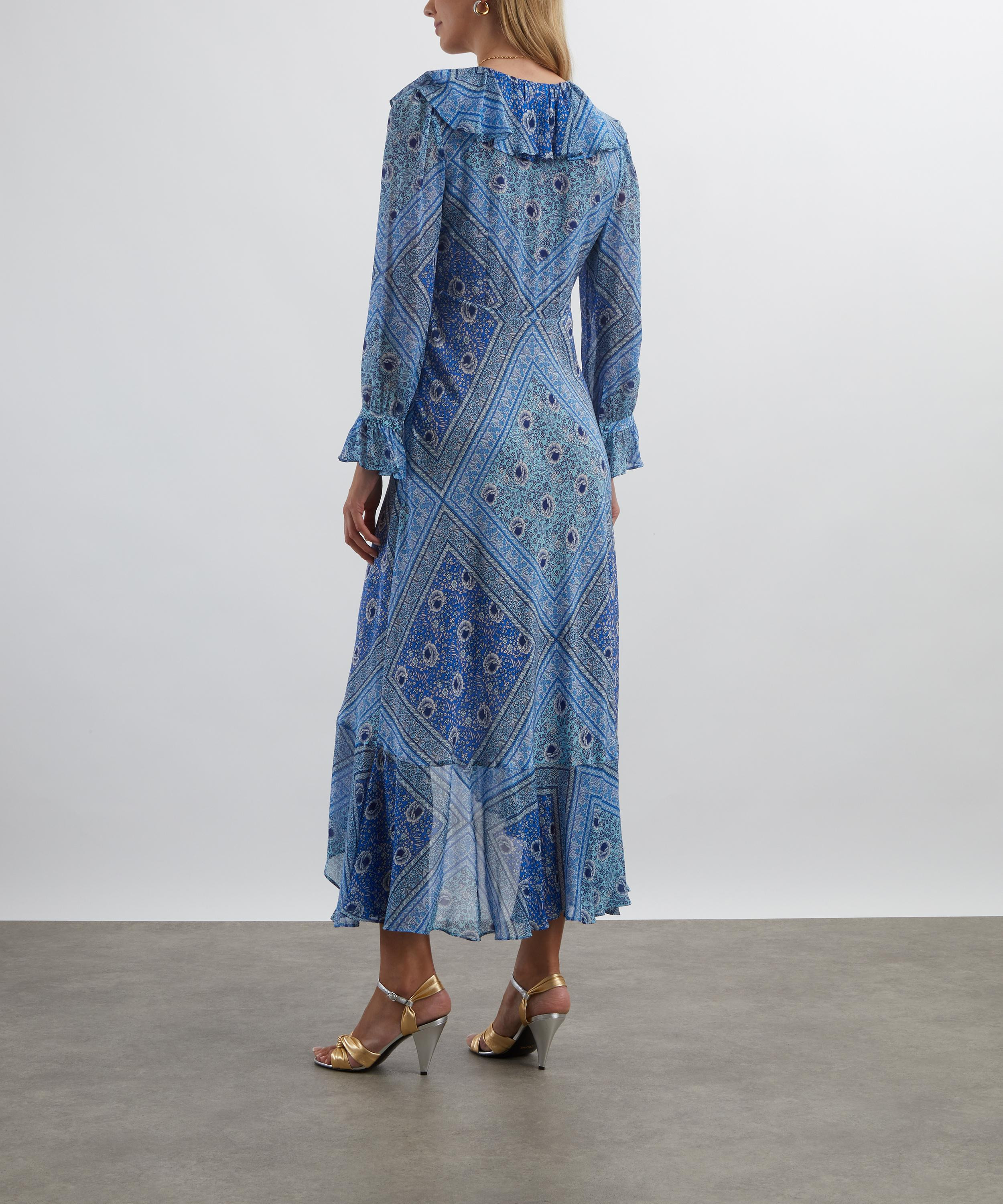 Gracie Boho Scarf Blue Midi Dress - 4