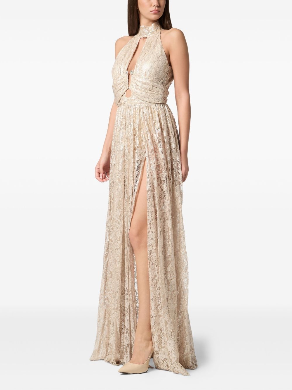 lace piercing maxi dress - 3