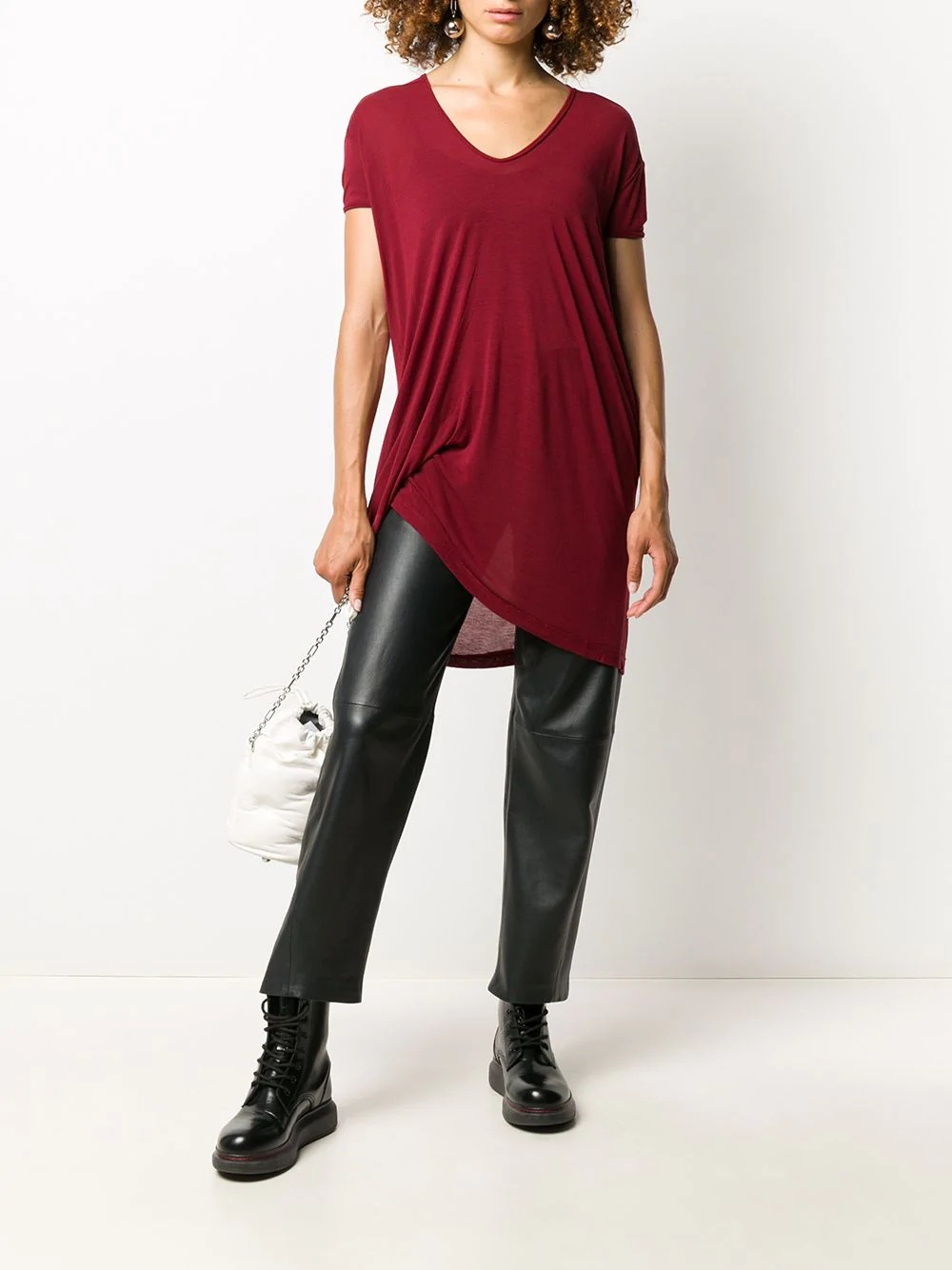 short sleeve draped detail T-shirt - 2