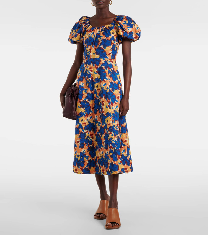 ULLA JOHNSON Imara floral cotton poplin midi dress outlook