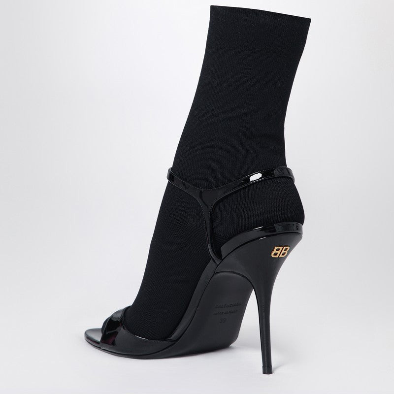 Balenciaga Avenue Sock Black Sandal In Patent Leather And Mesh Women - 2