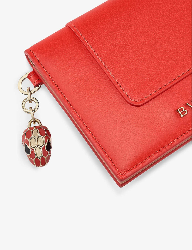 BVLGARI Serpenti Forever snakehead-charm leather card holder outlook