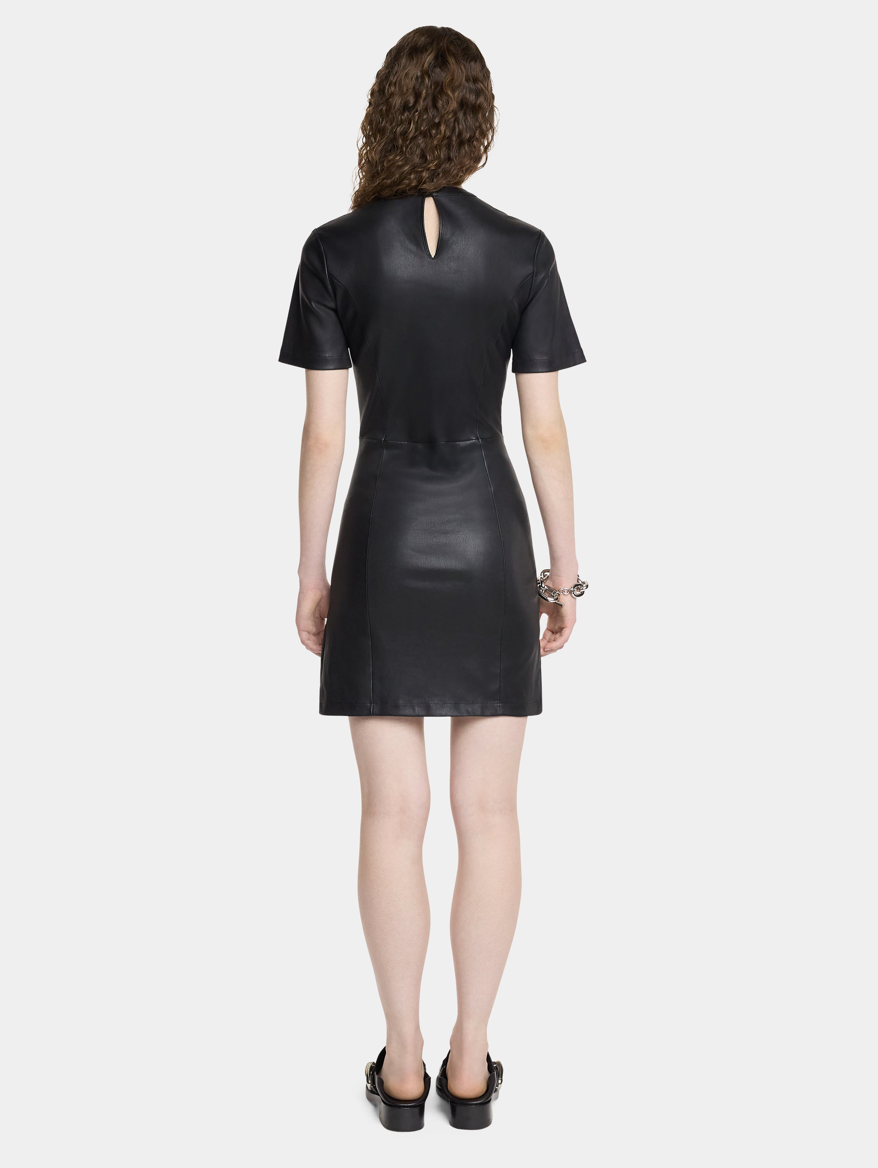 SHORT GATHERED DRESS IN LAMBSKIN - 5