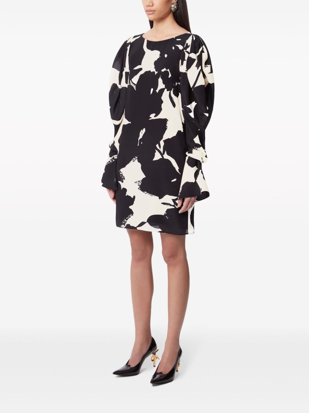 abstract-print silk-twill dress - 3
