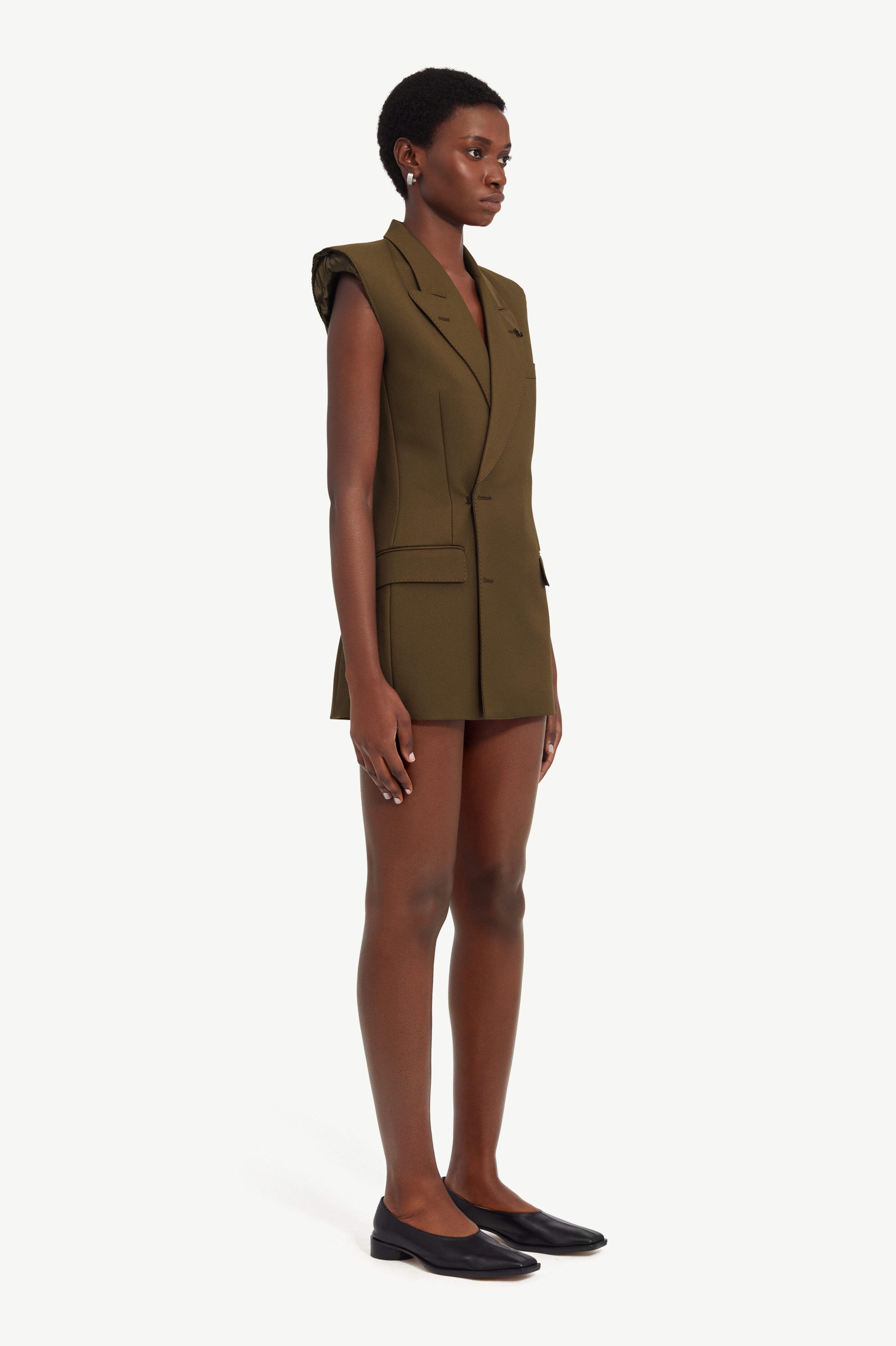 Double-breasted twill gilet - 3