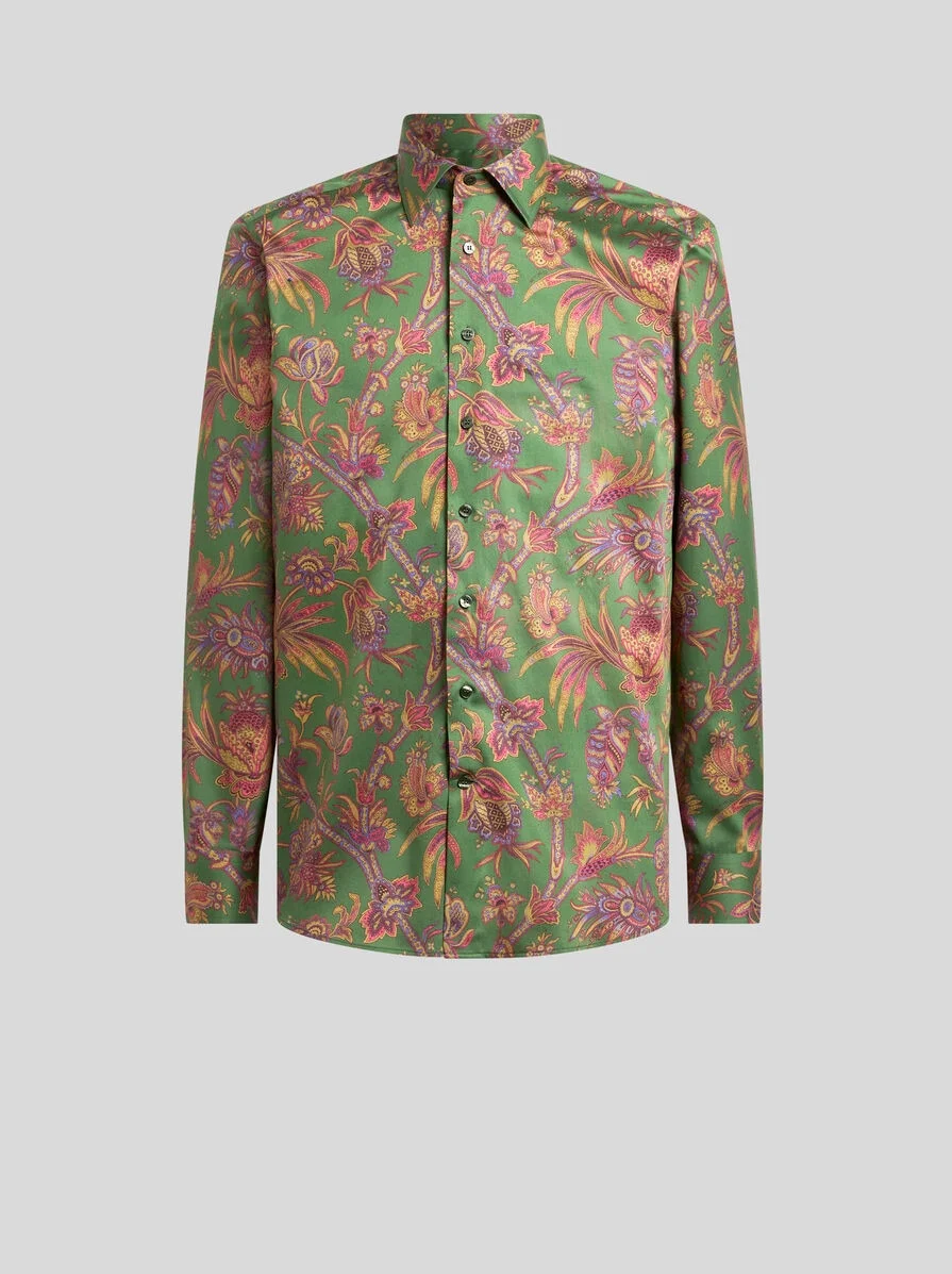 SHIRT IN COTTON SATIN WITH FLORAL PAISLEY MOTIF - 1