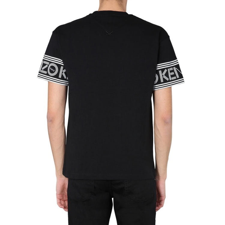 KENZO Cuff Logo Cotton Short Sleeve T-Shirt 'Black' F005TS0434BD-99 - 3
