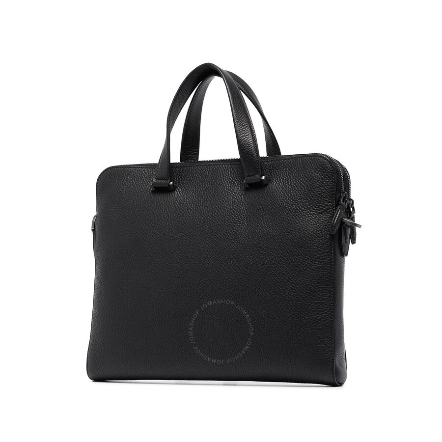 Salvatore Ferragamo Black Logo-Plaque Leather Briefcase - 2