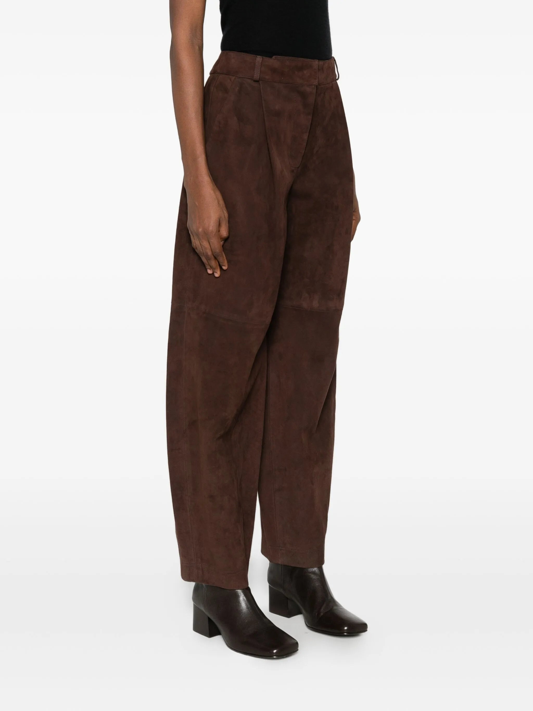 Co Pleated Suede Trousers - 4