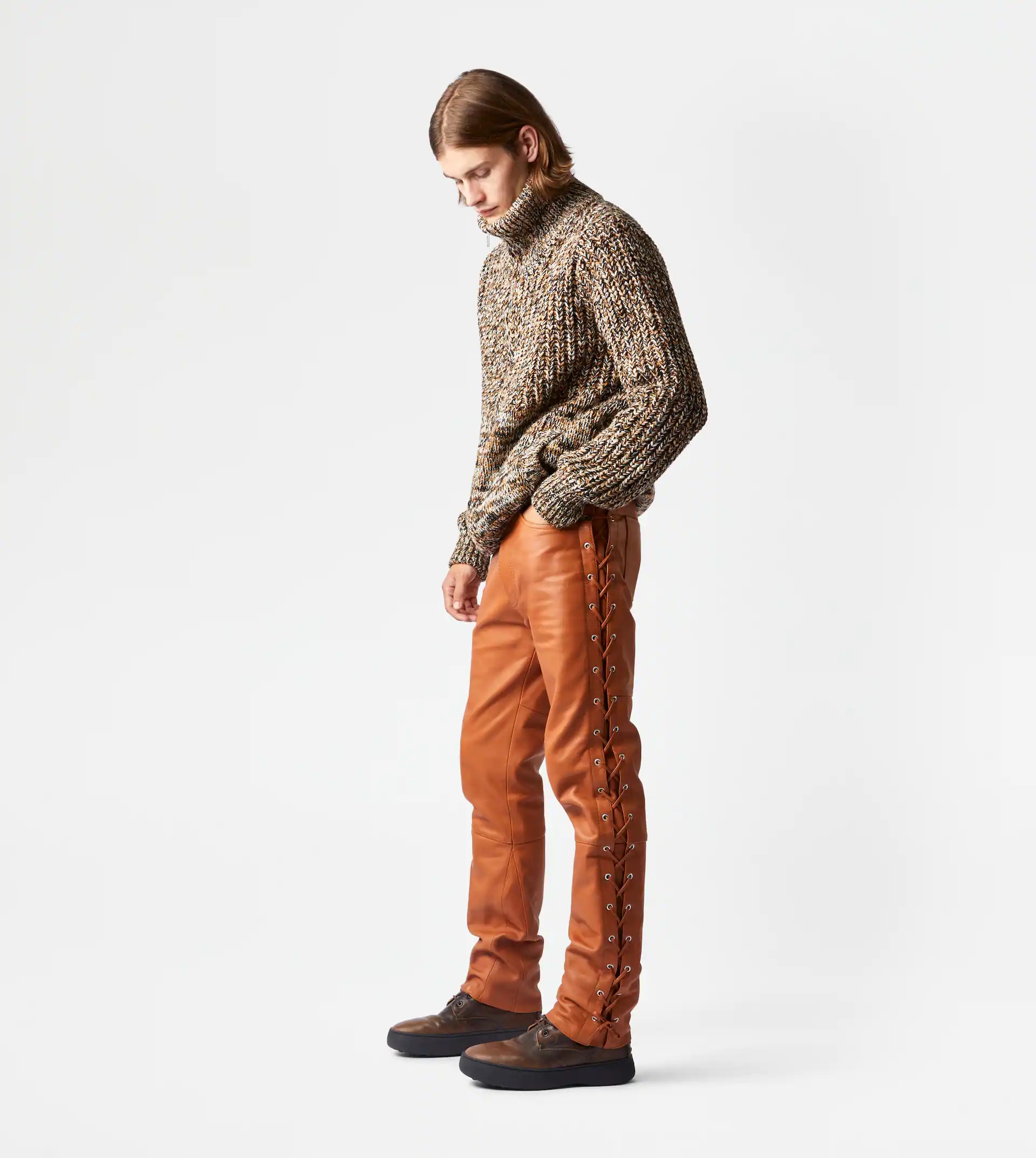 TOD'S TROUSERS IN LEATHER - BROWN - 4