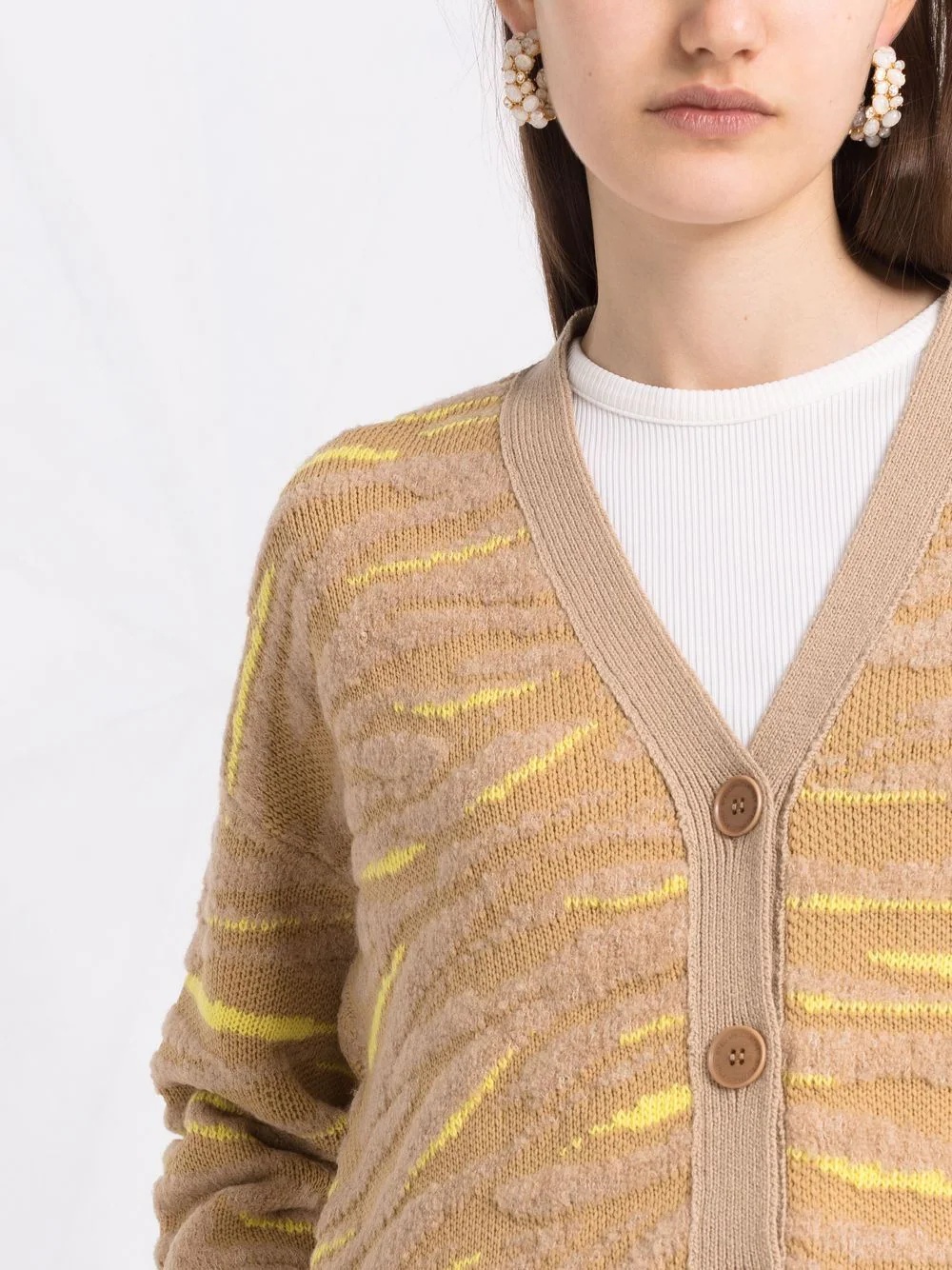 tiger-pattern knitted cardigan - 5