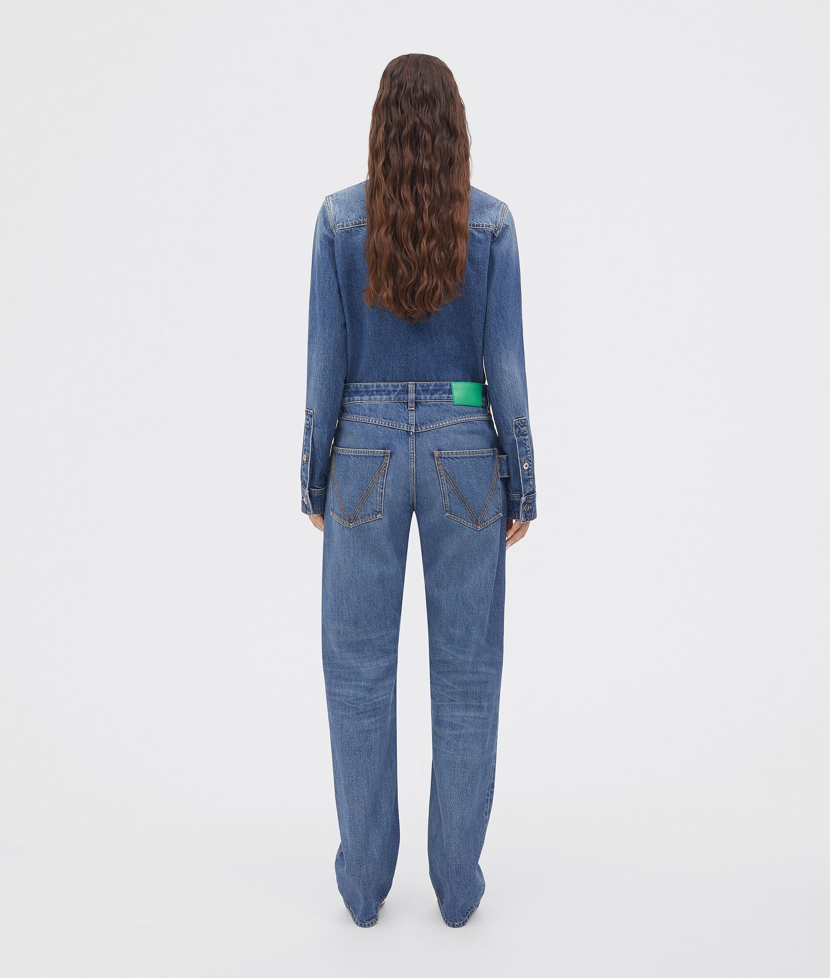 original medium washed denim straight jeans - 3