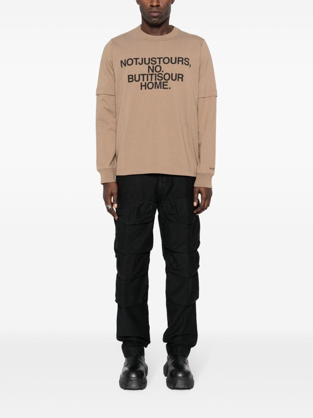 slogan-print layered cotton sweatshirt - 2