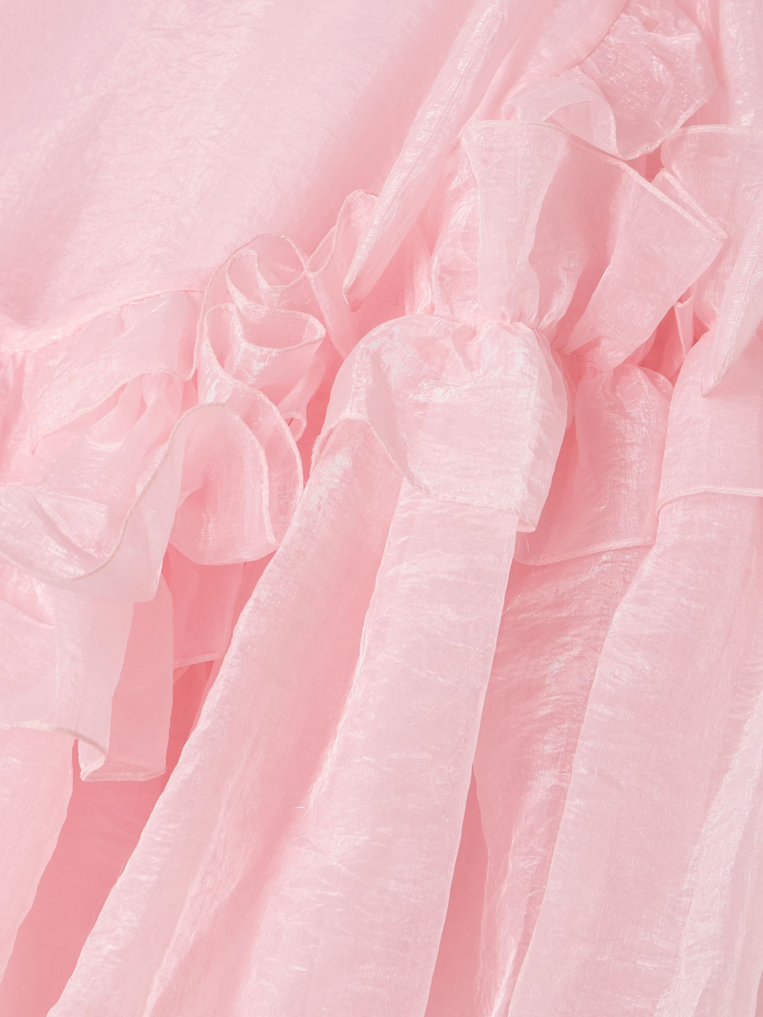 Cristina bow-detailed tiered ruffled crinkled-taffeta mini dress Pastel pink - 4