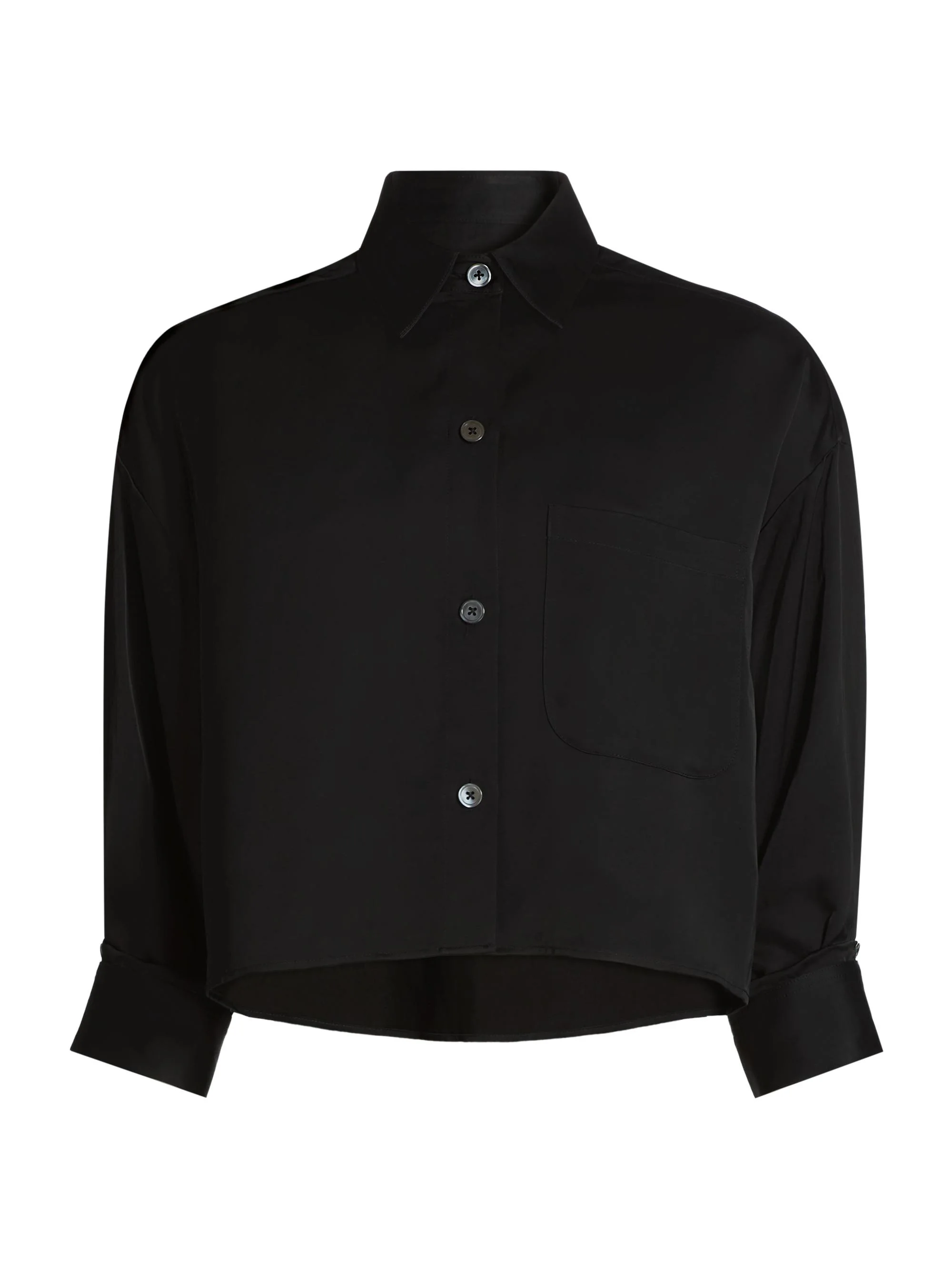Women's Soon To Be Ex Linen-Blend Crop Shirt - Black - 1