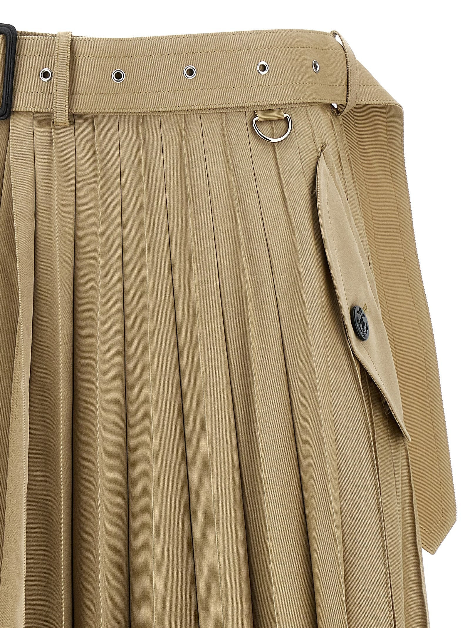 Sacai Women Long Pleated Skirt - 3