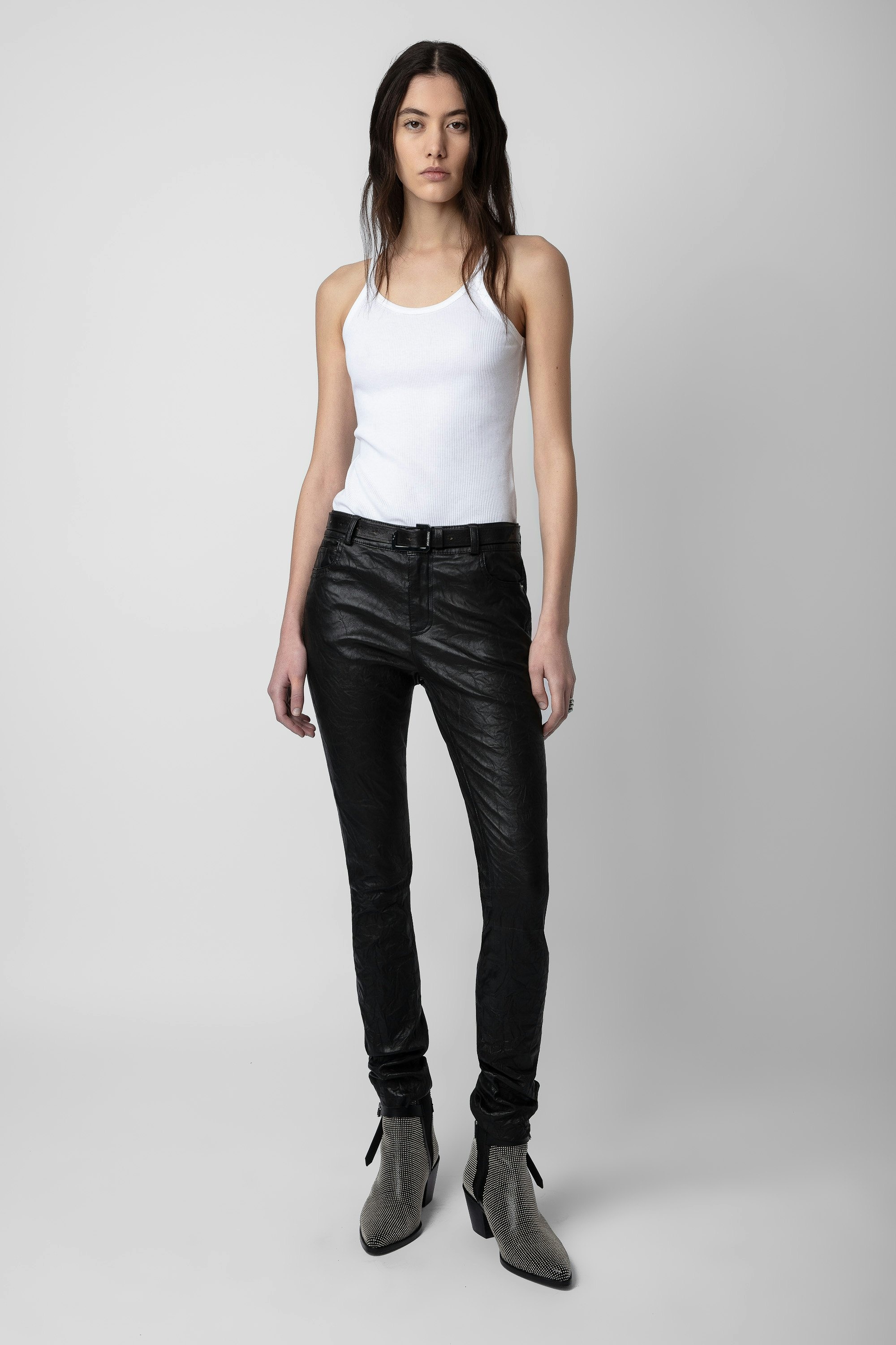 Phlame Crinkle Leather Pants - 3
