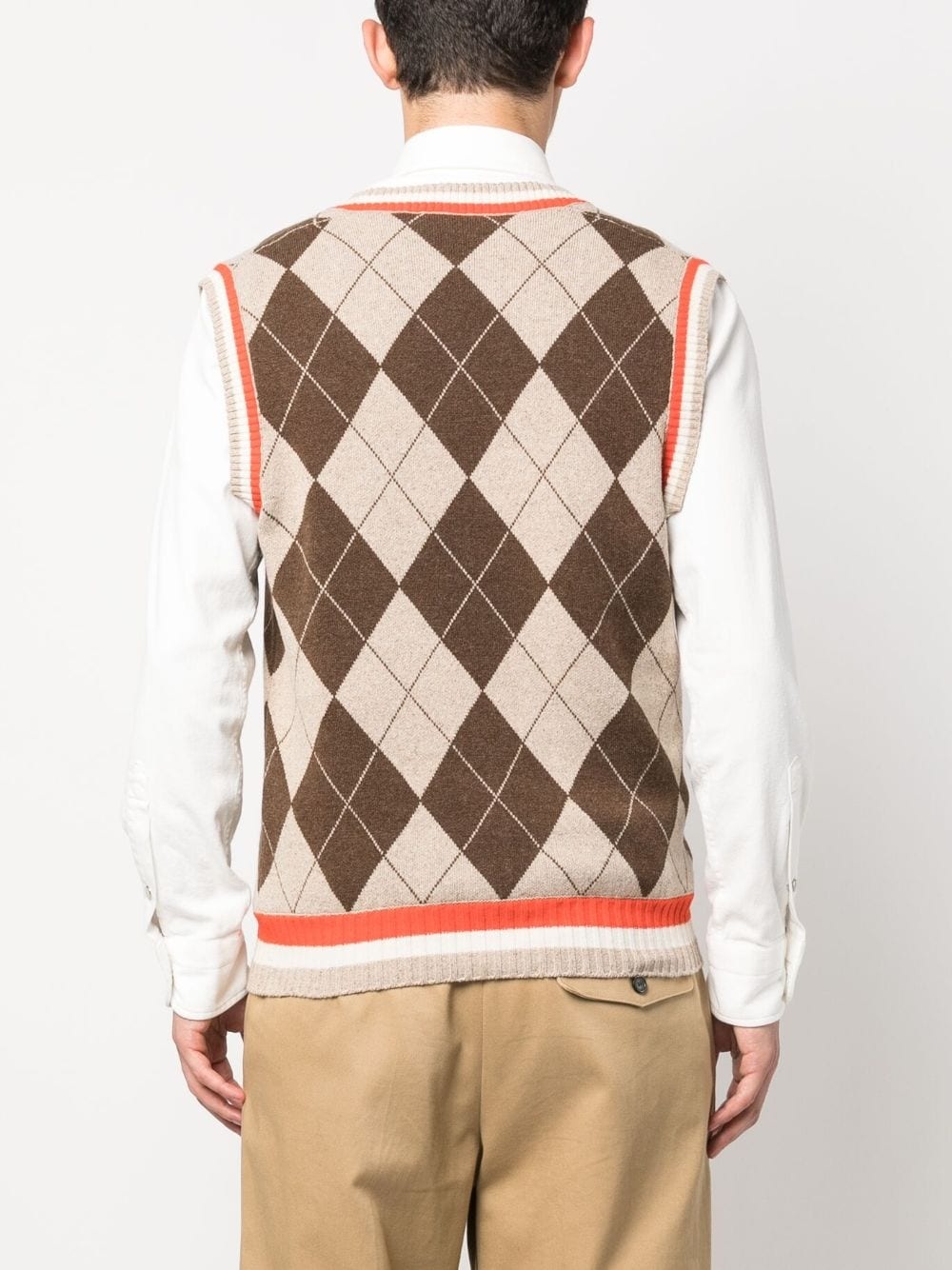 argyle-patern wool-silk vest - 4