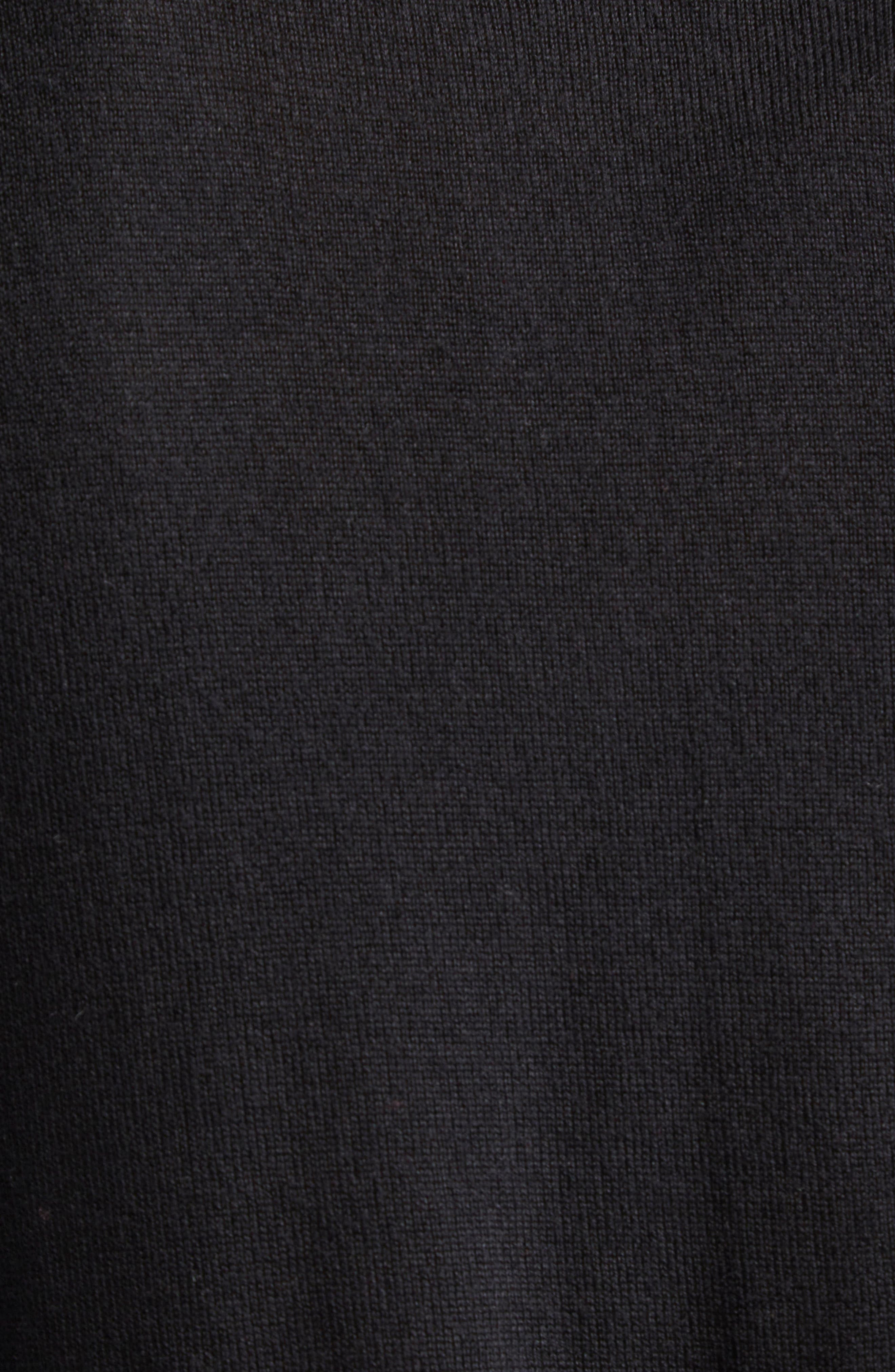 Simone Rocha Classic Long Sleeve Merino Wool & Silk Cardigan with Faux Pearl Detail in Black/Pearl a - 7
