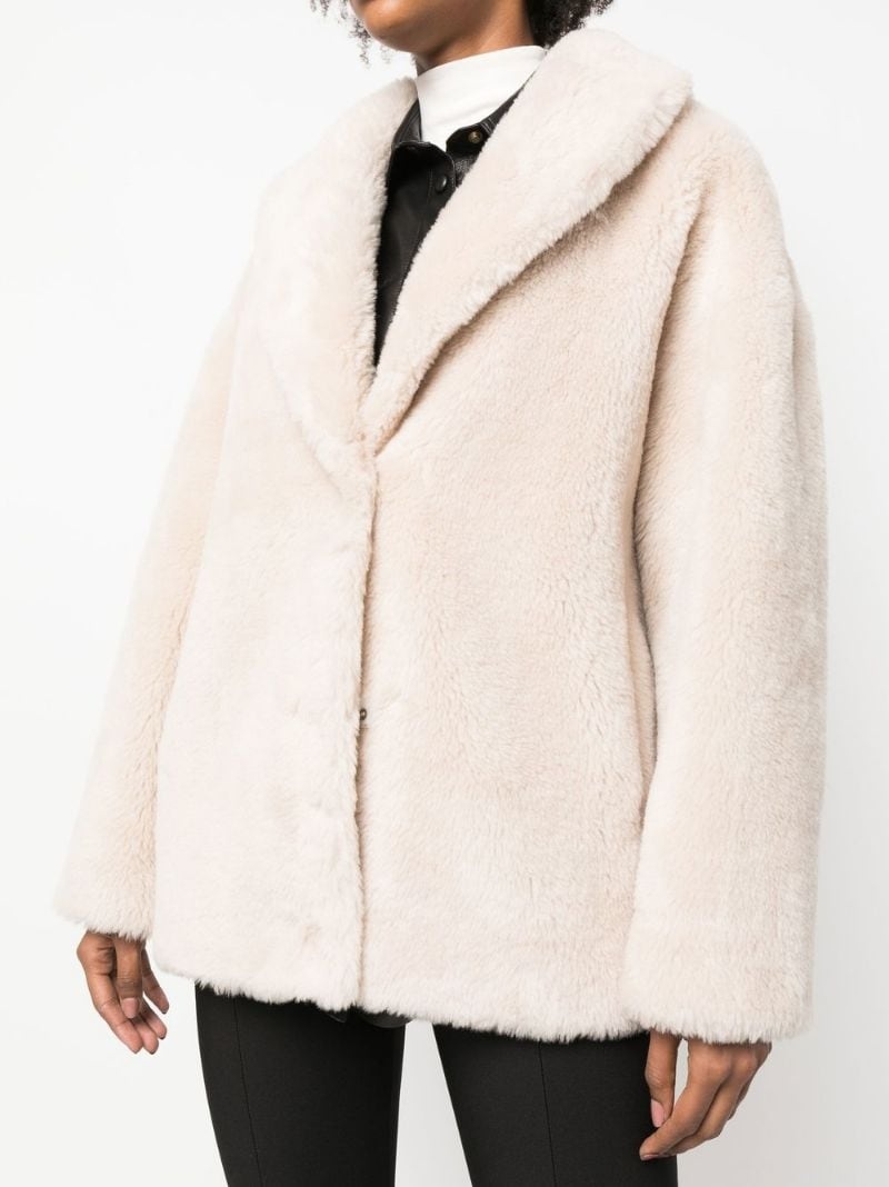 fitted lamb-fur short coat - 8