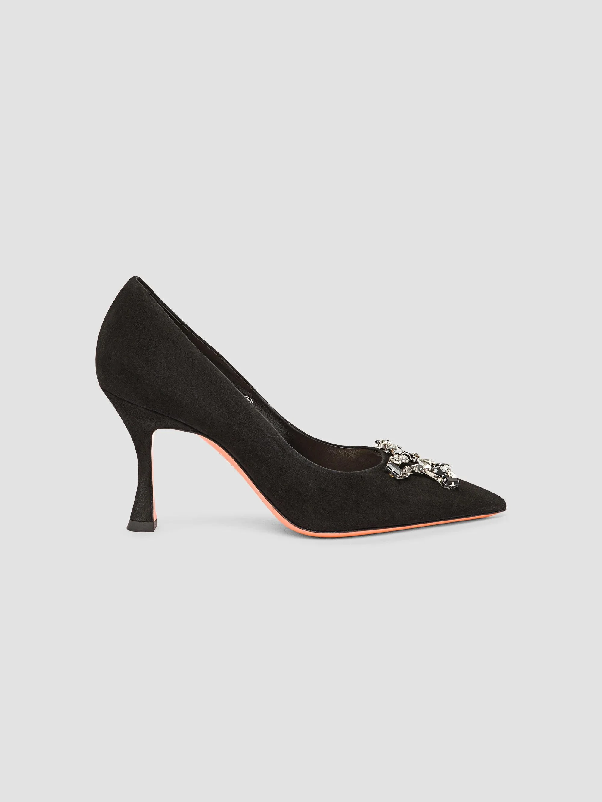 Women's Embellished 85MM Suede Pumps - Black - 1