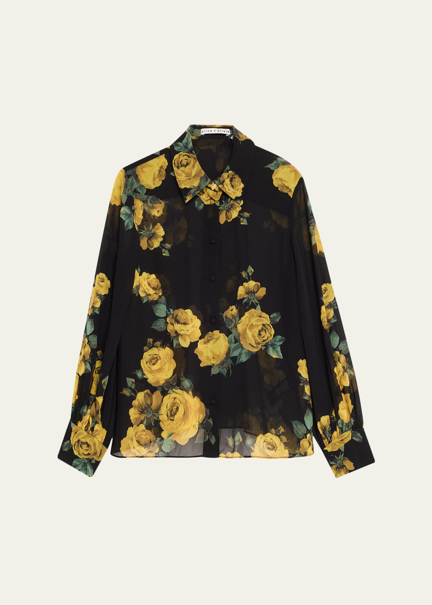 Candace Rosehips Blouson-Sleeve Buttoned Shirt - 1