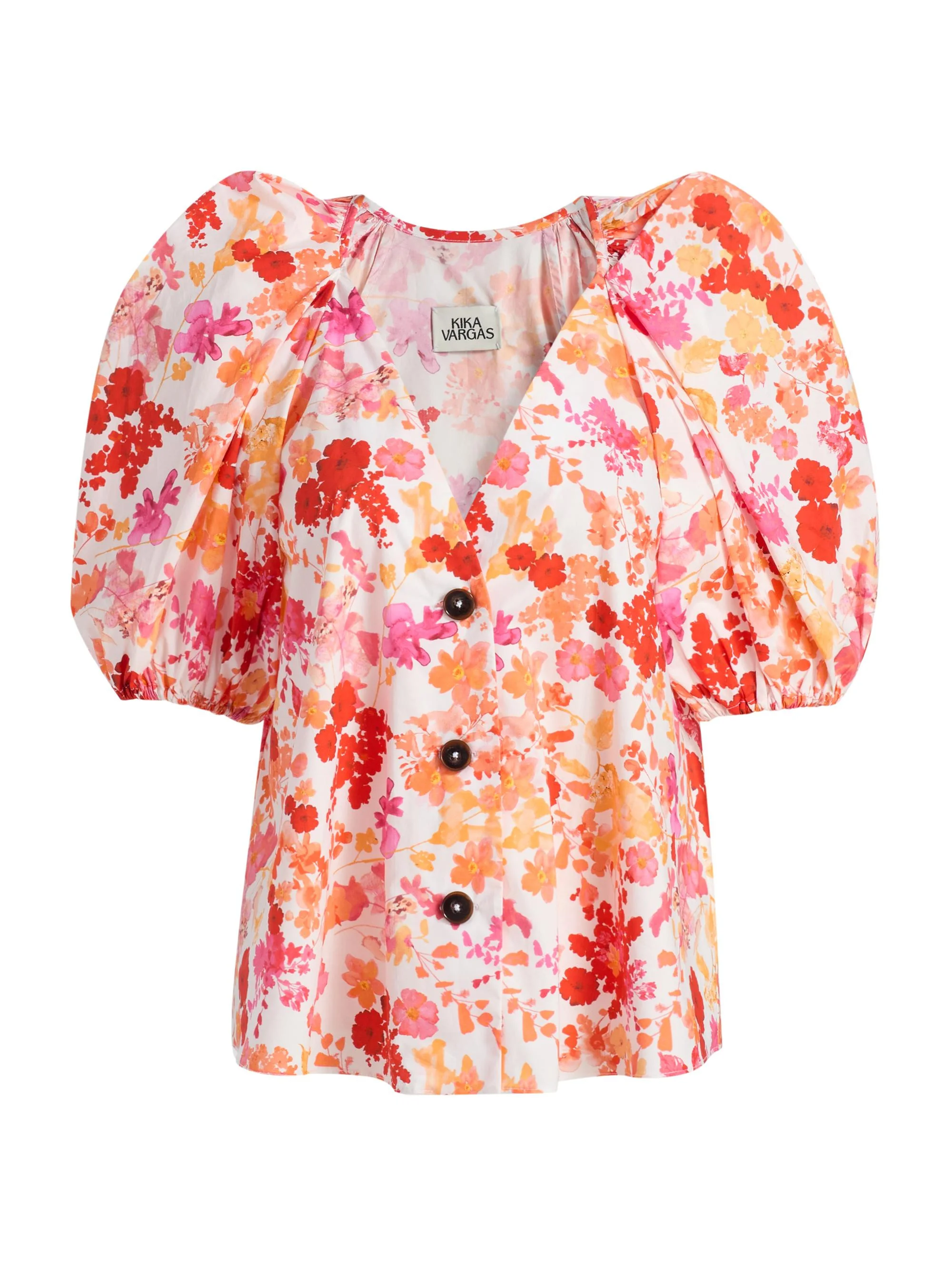 Women's Harpa Floral Cotton Top - Coral - 1