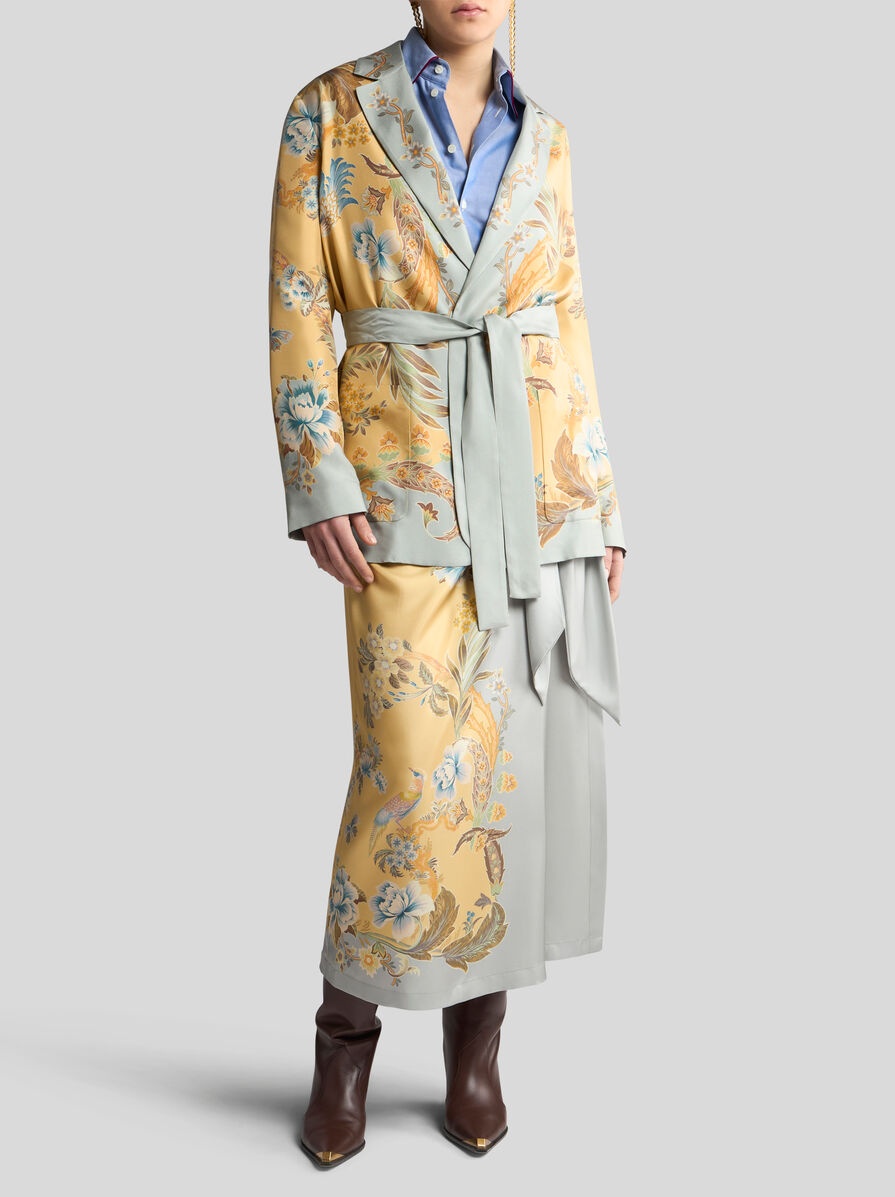 PRINTED SILK WRAPAROUND JACKET - 4