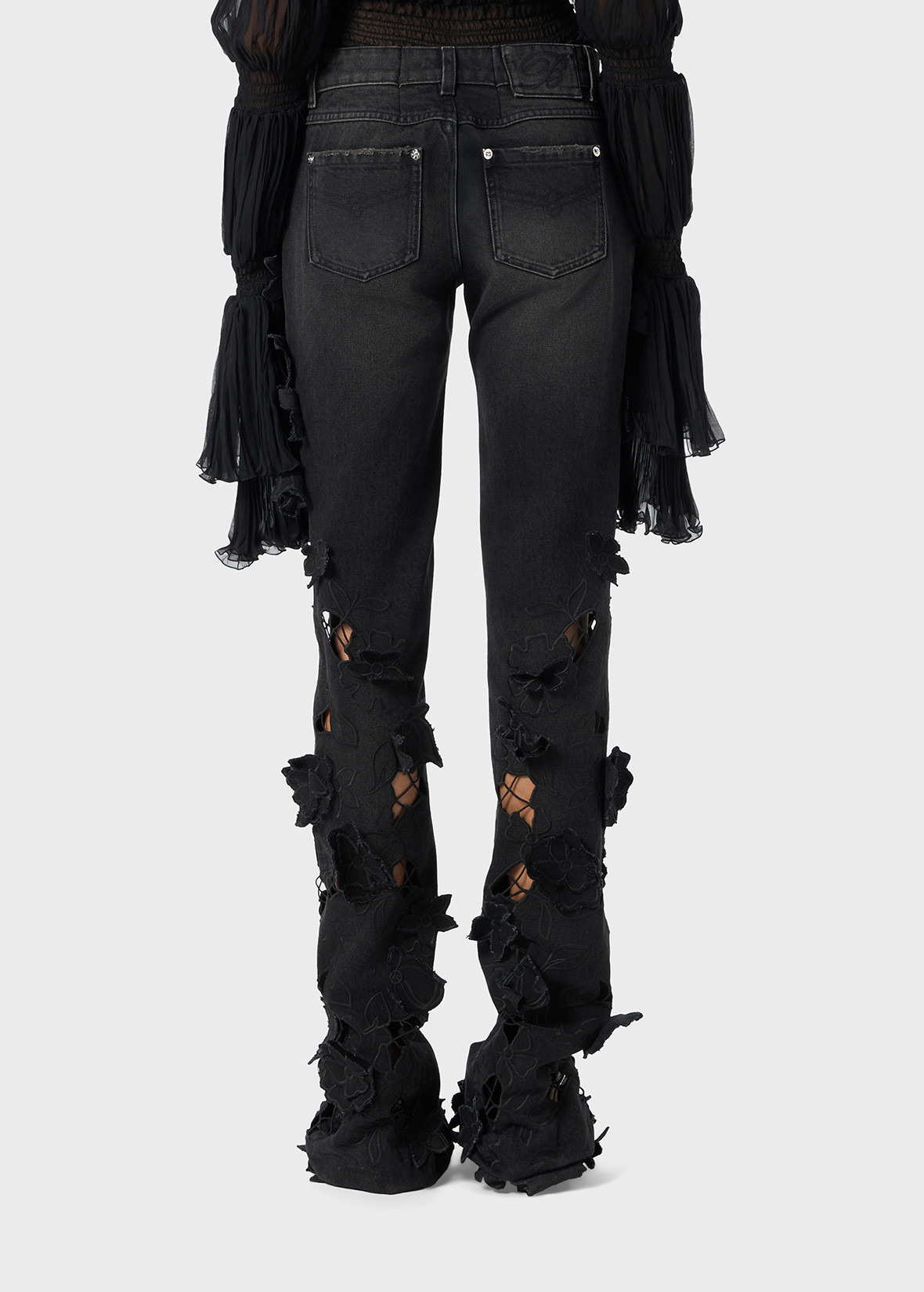 STRAIGHT LEG JEANS WITH EMBROIDERY - 4