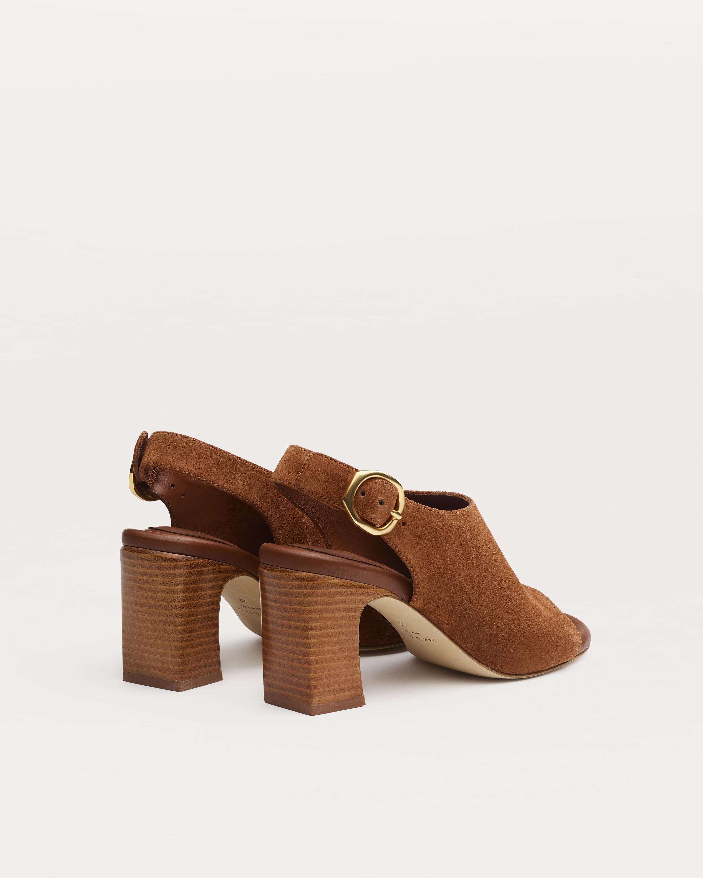 Gigi Block-Heel Italian Suede Slingback Sandals - 4