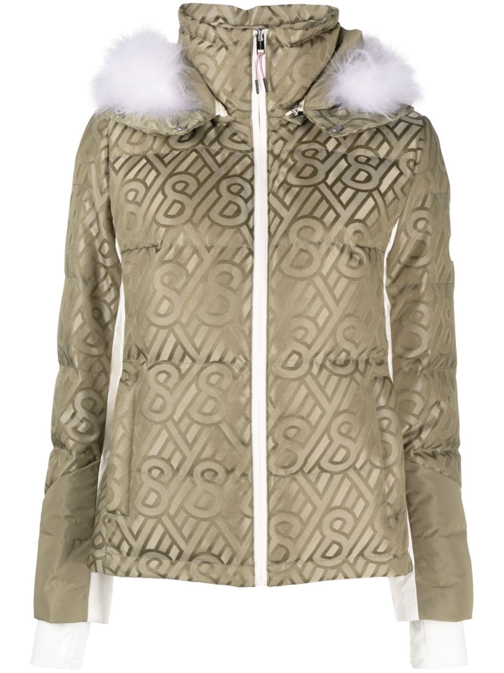 shearling-trim flocked canvas jacket - 1