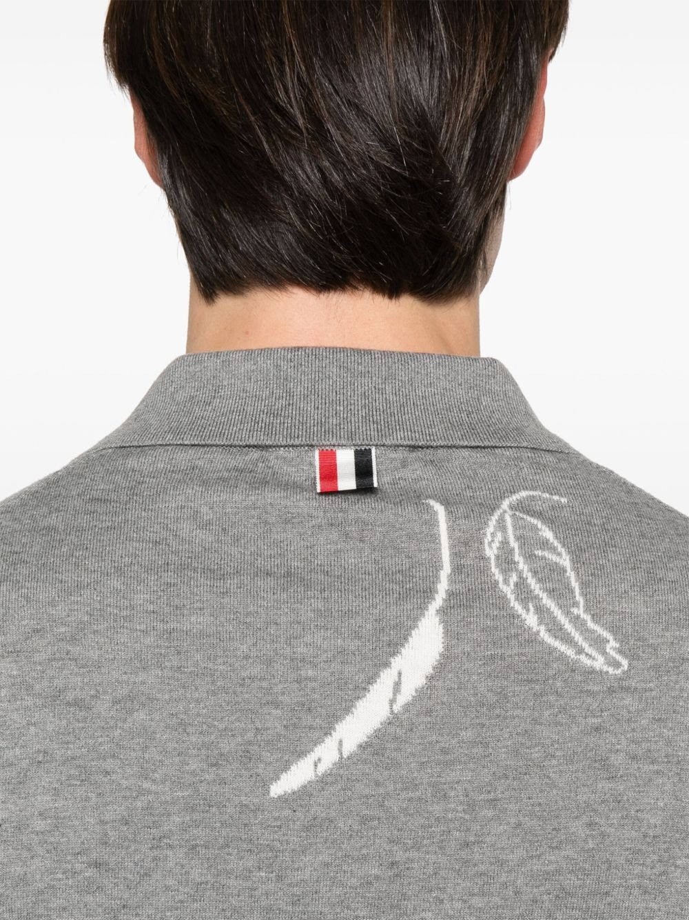 feather-intarsia cotton polo shirt - 4