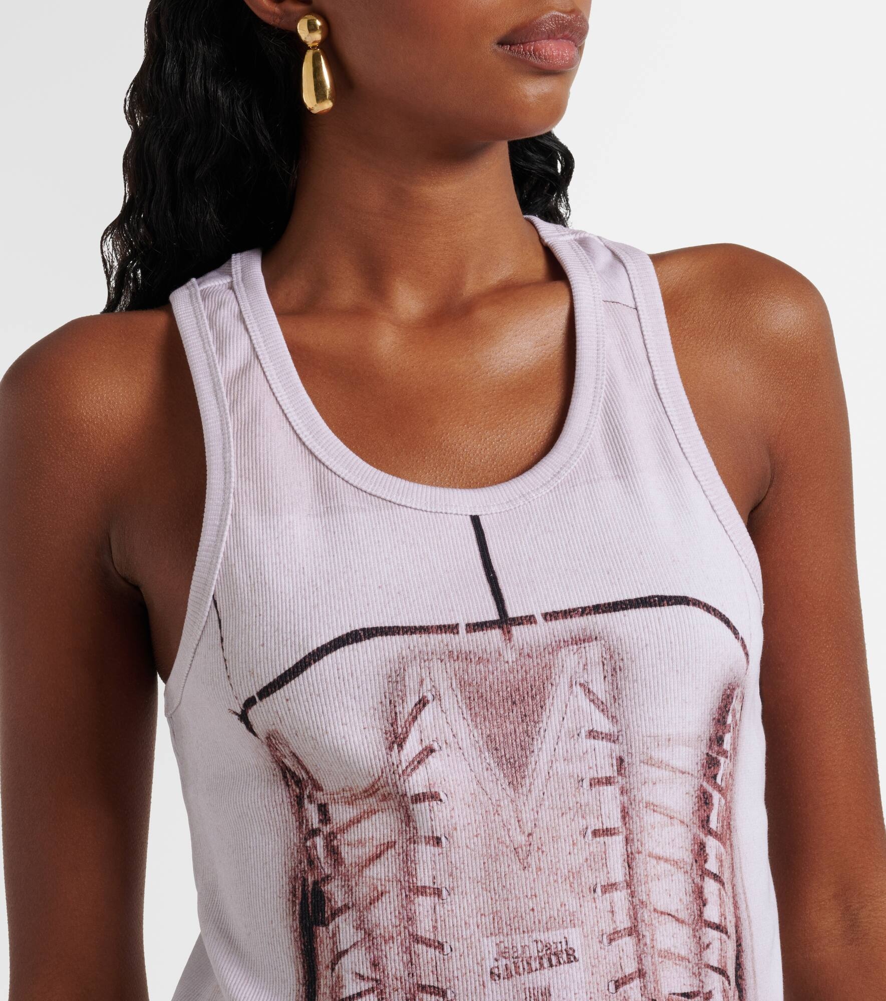 Trompe l'œil cotton-blend jersey tank top - 4