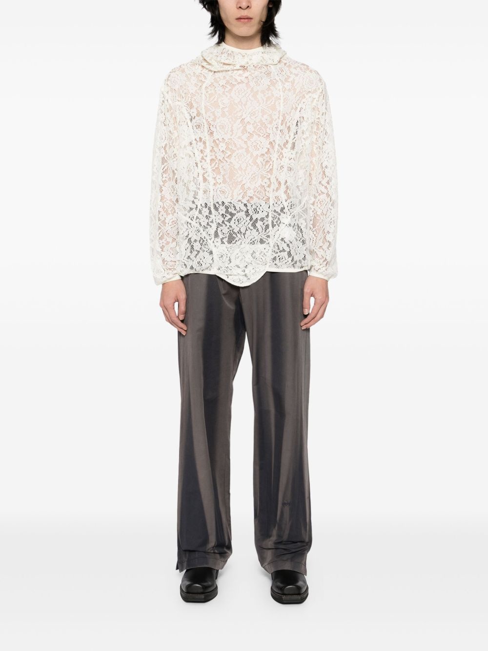draped lace jumper - 2