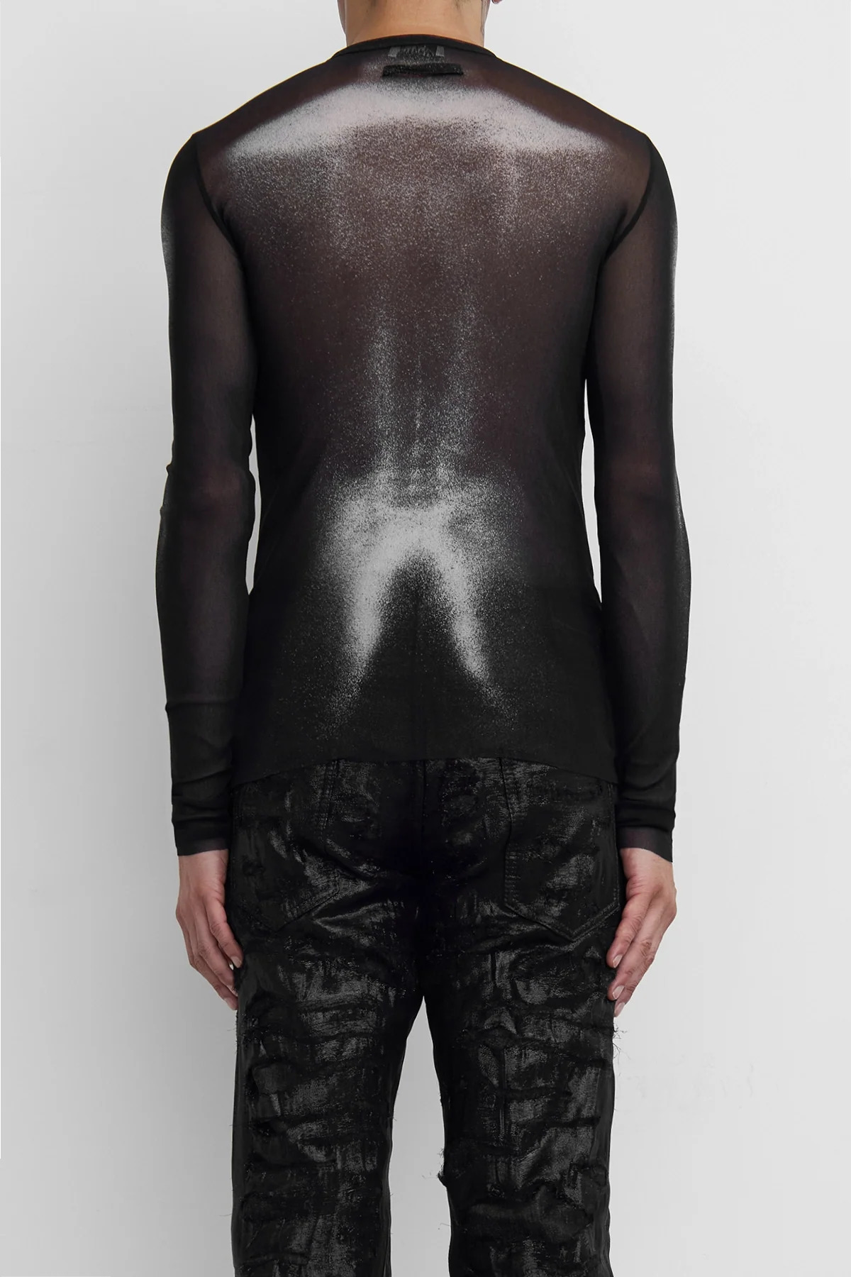 Jean Paul Gaultier Mesh 'Body Dust' Print Top Black/Silver - 4