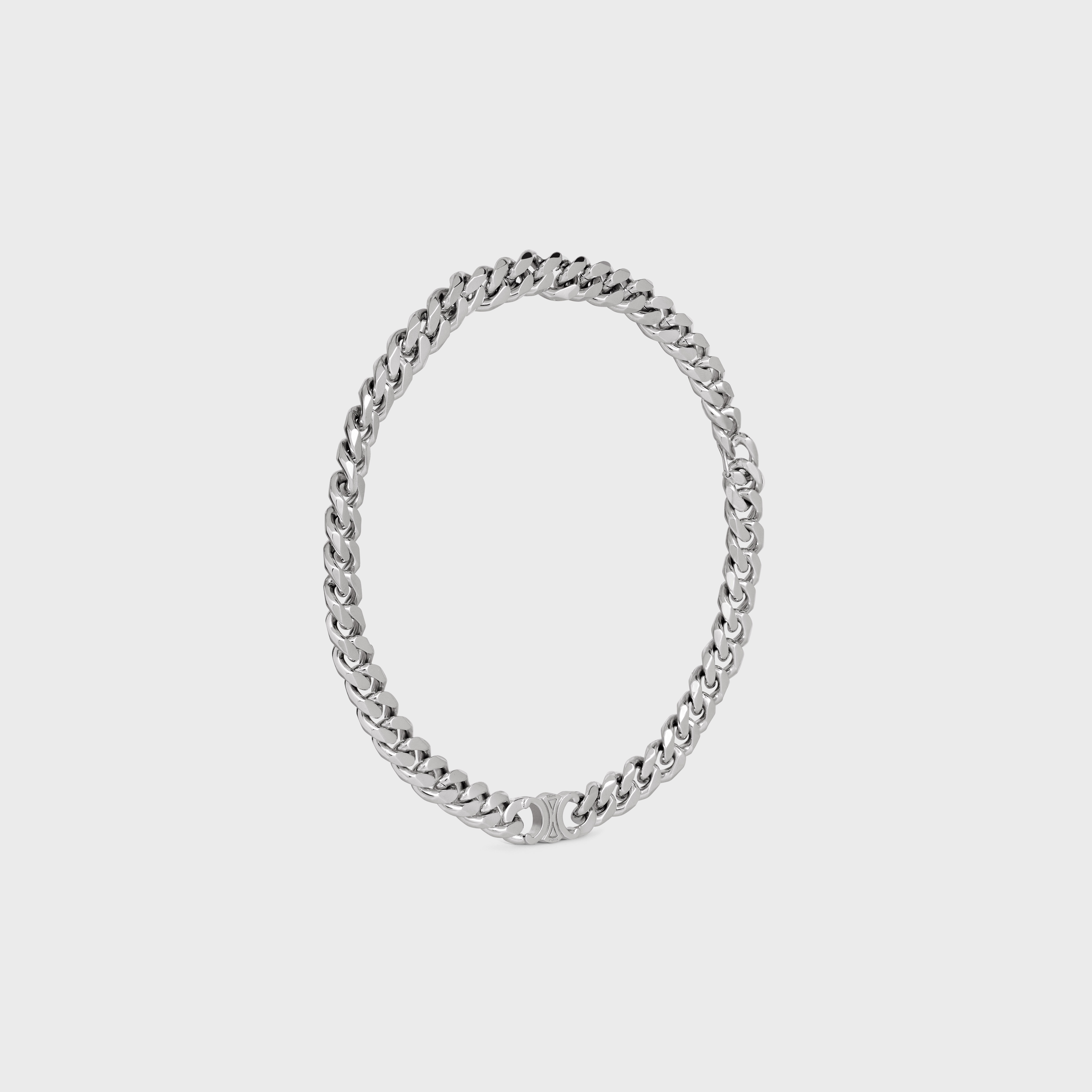 Triomphe Gourmette Necklace in Brass with Rhodium Finish - 3
