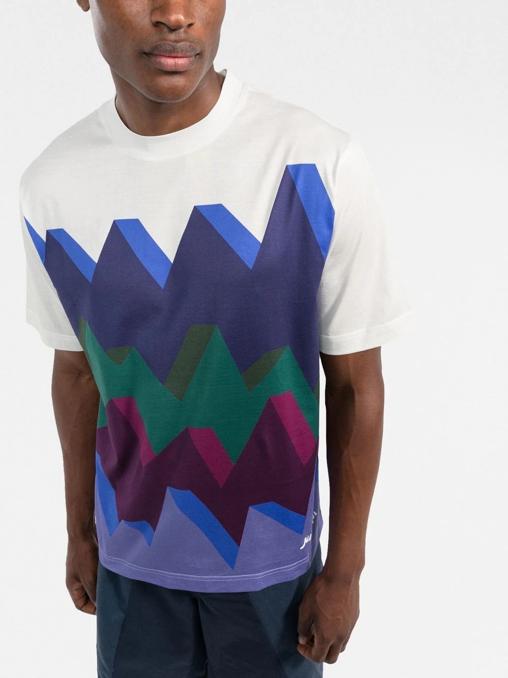 zigzag-print cotton T-shirt - 3