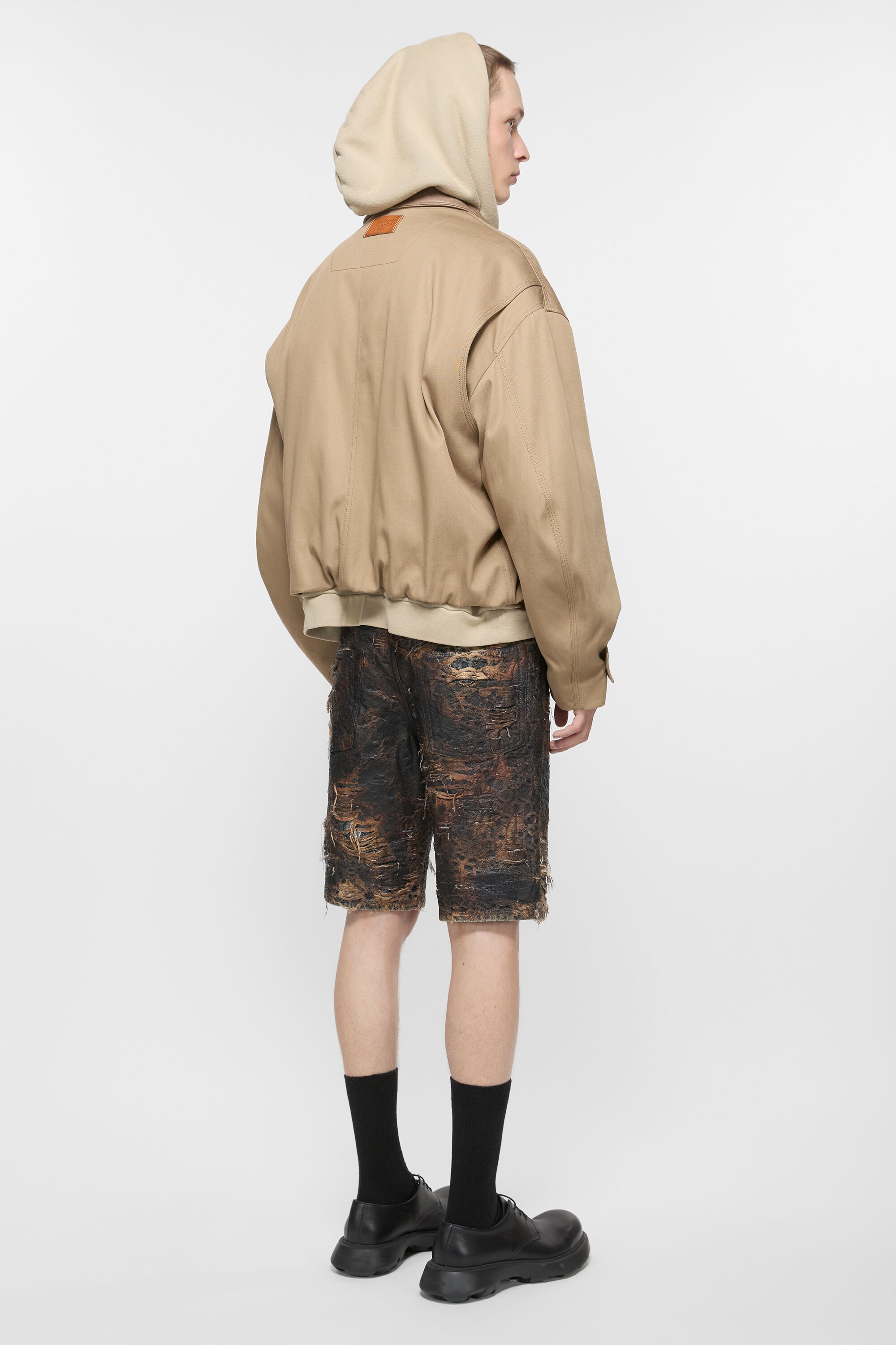 Denim monogram shorts - loose fit - Brown - 3